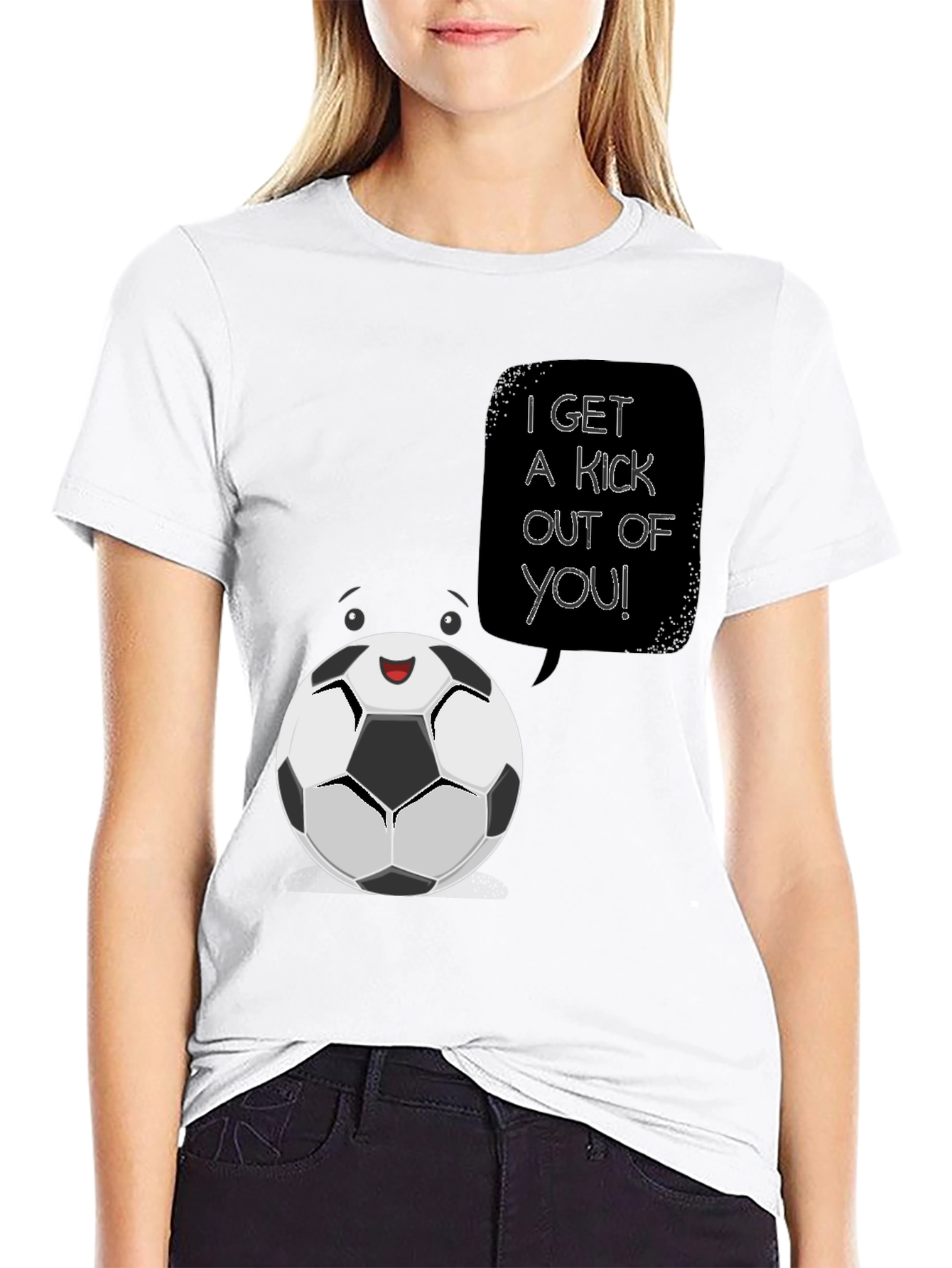 Soccer Ball Cartoon Graphic T-Shirt - I Get a Kick Out of You!