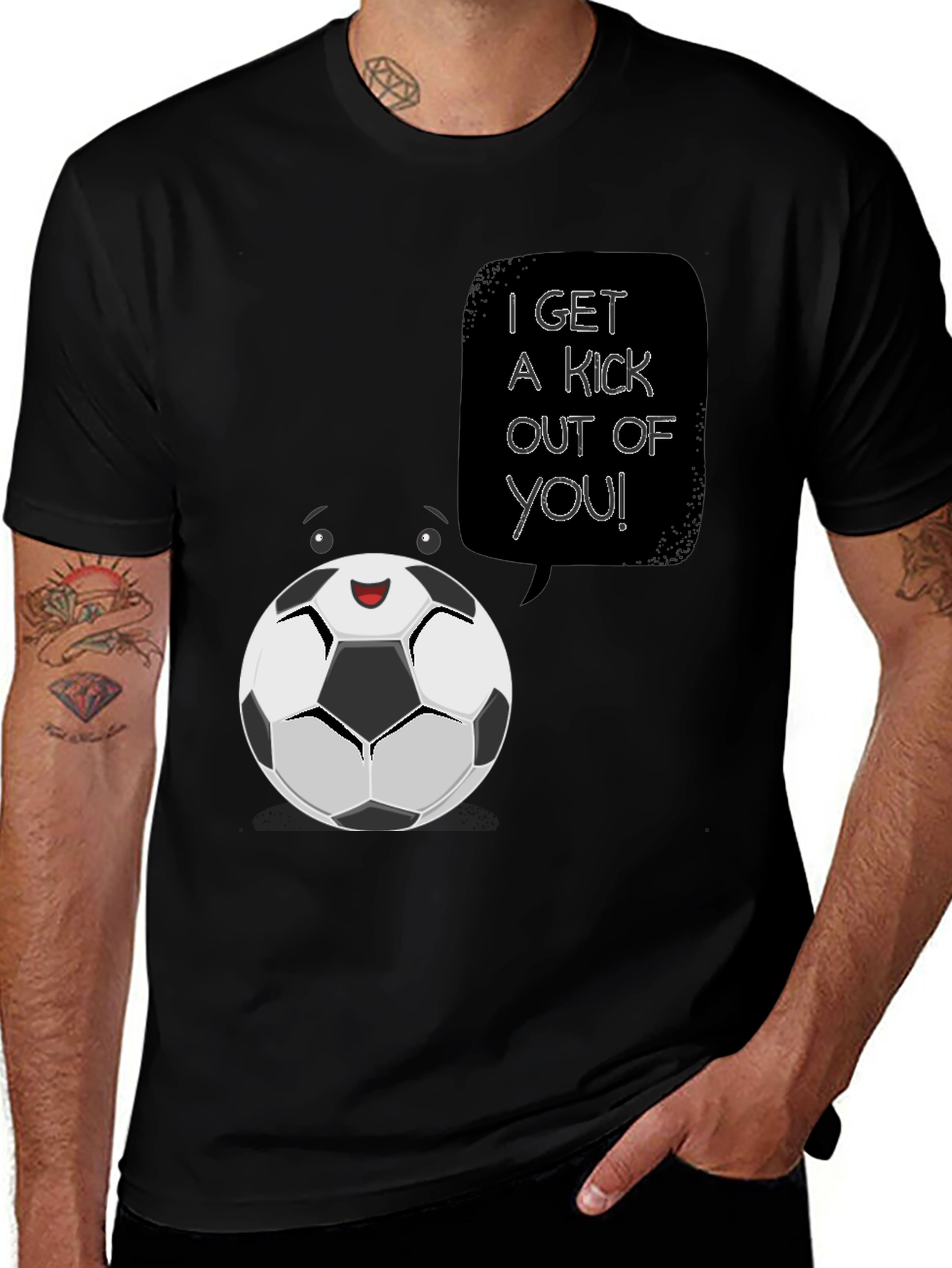 Soccer Ball Cartoon Graphic T-Shirt - I Get a Kick Out of You!