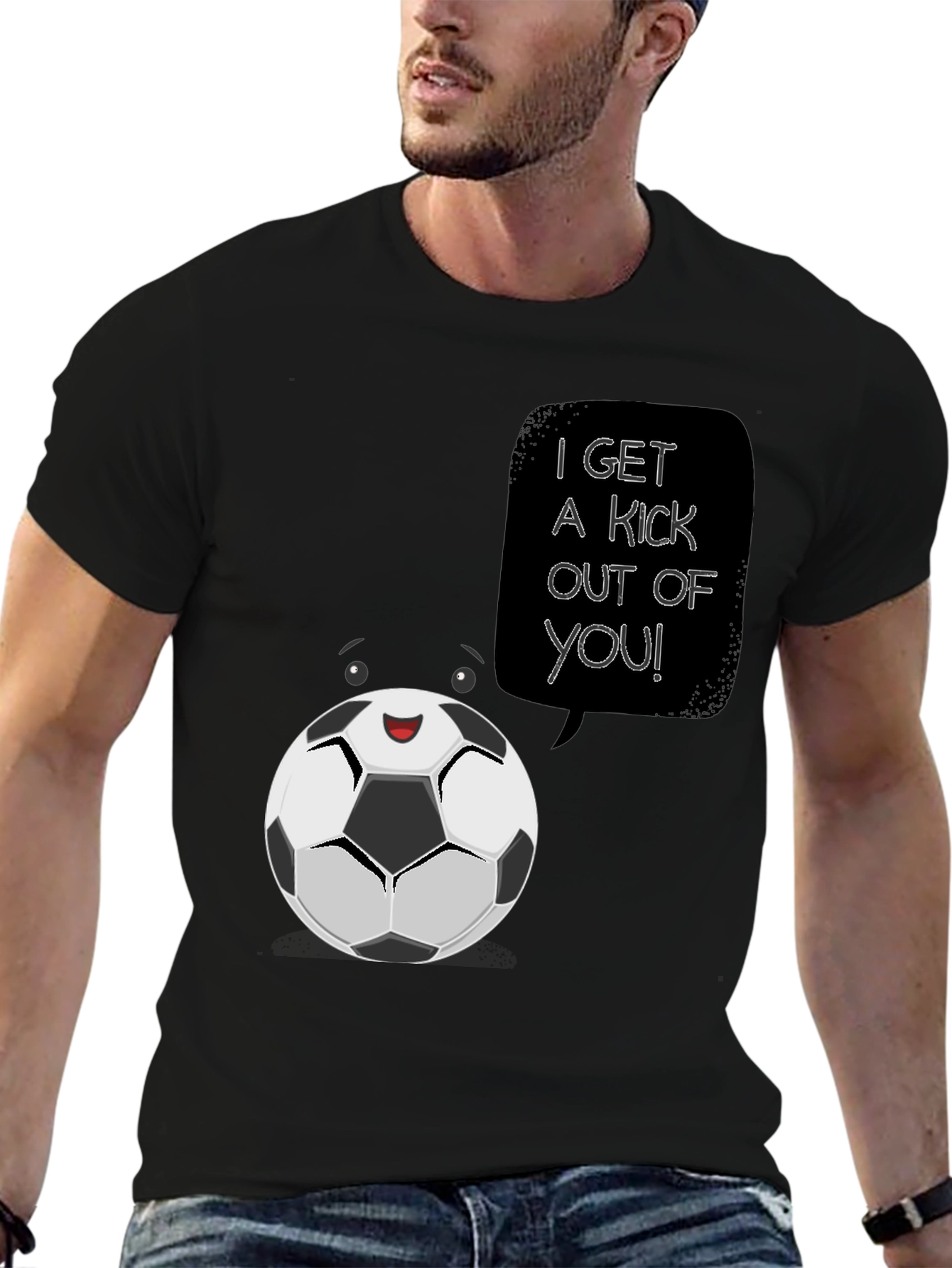 Soccer Ball Cartoon Graphic T-Shirt - I Get a Kick Out of You!