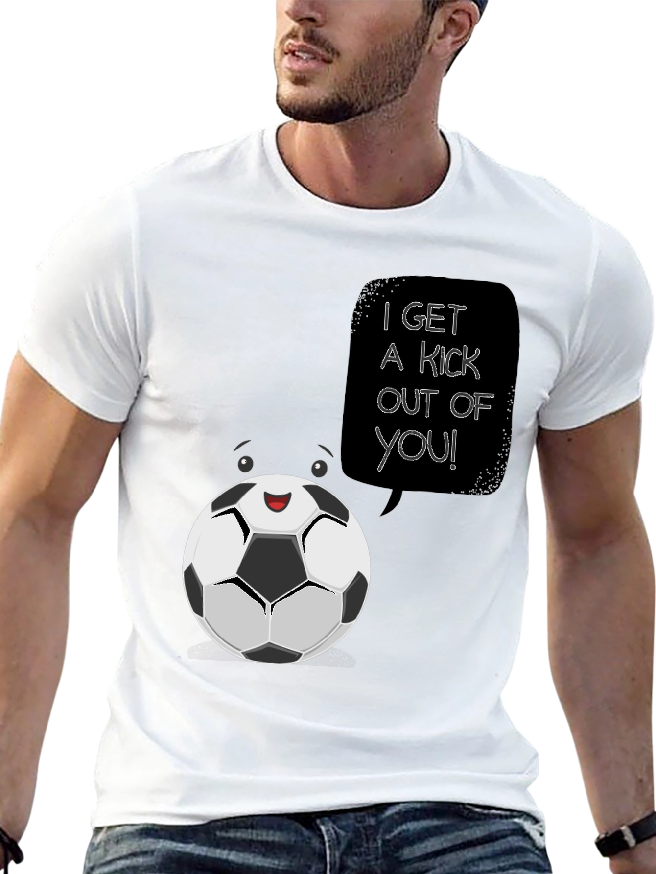 Soccer Ball Cartoon Graphic T-Shirt - I Get a Kick Out of You!