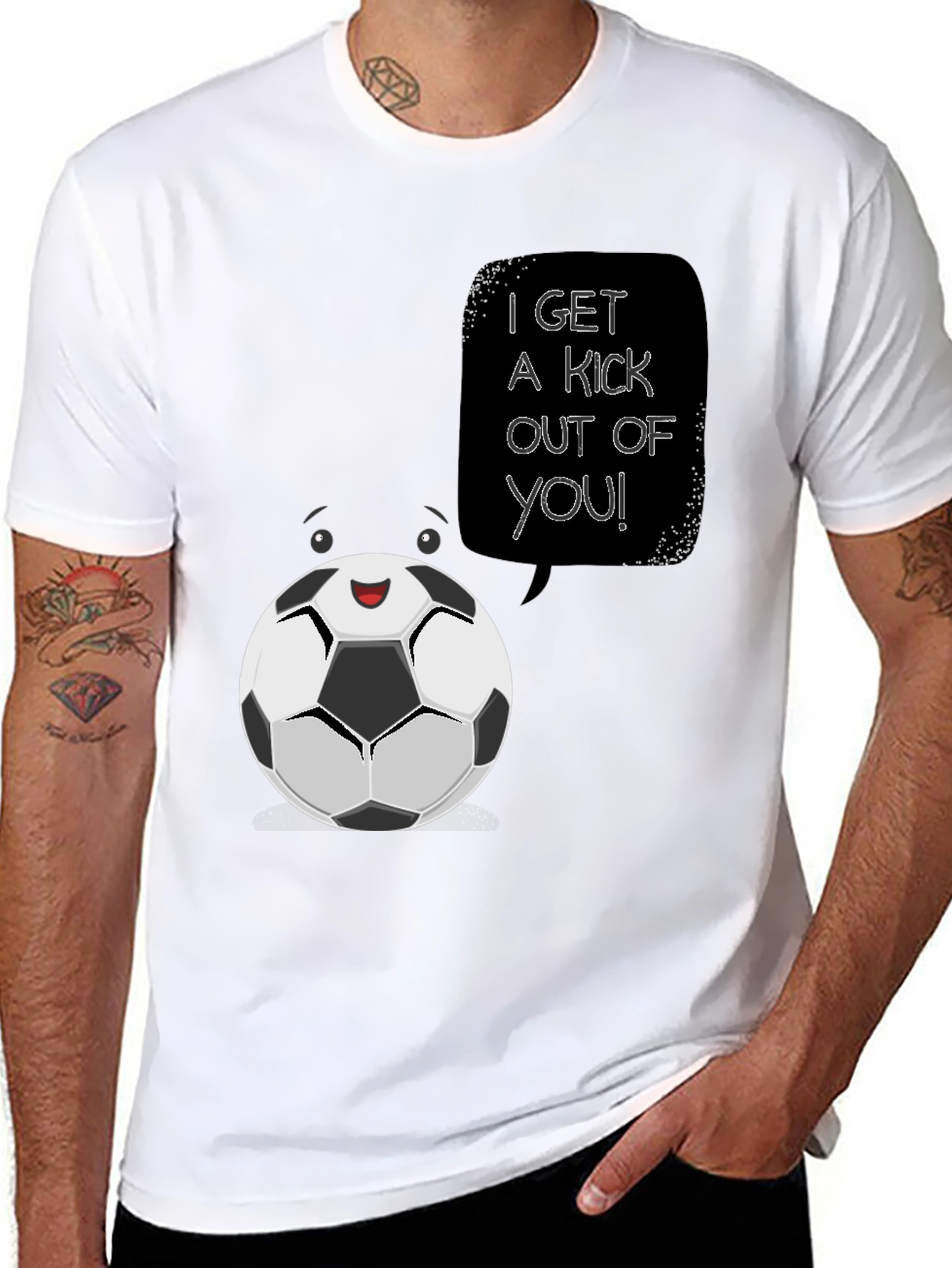 Soccer Ball Cartoon Graphic T-Shirt - I Get a Kick Out of You!