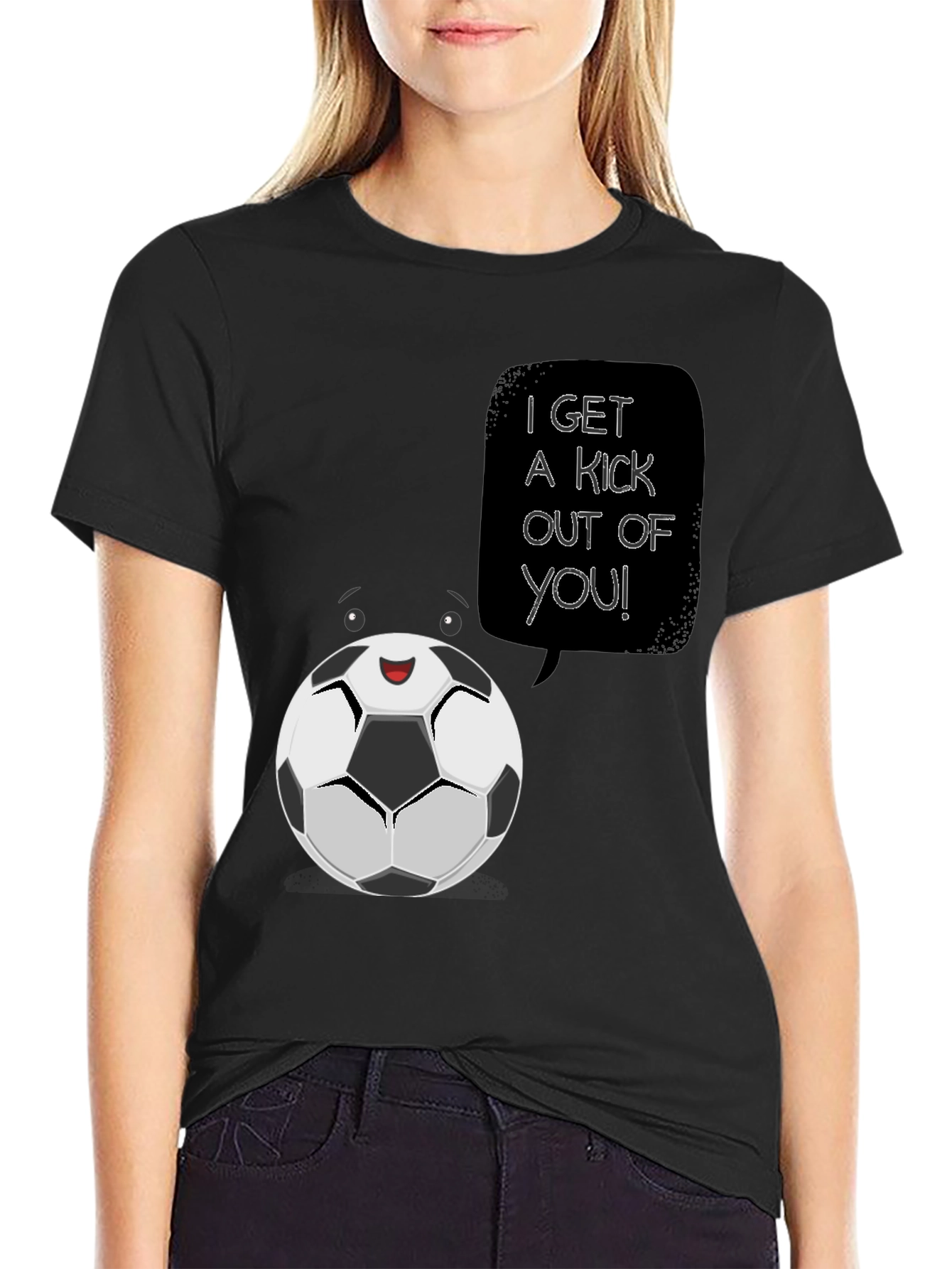 Soccer Ball Cartoon Graphic T-Shirt - I Get a Kick Out of You!