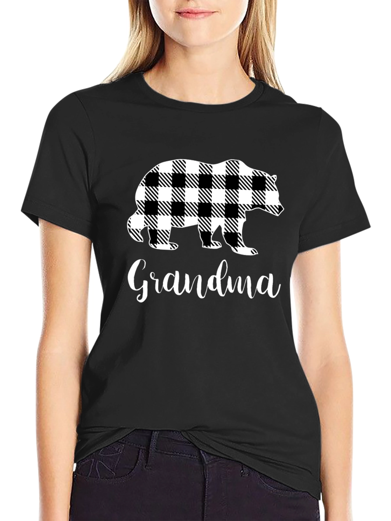 Grandma Bear Plaid T-Shirt