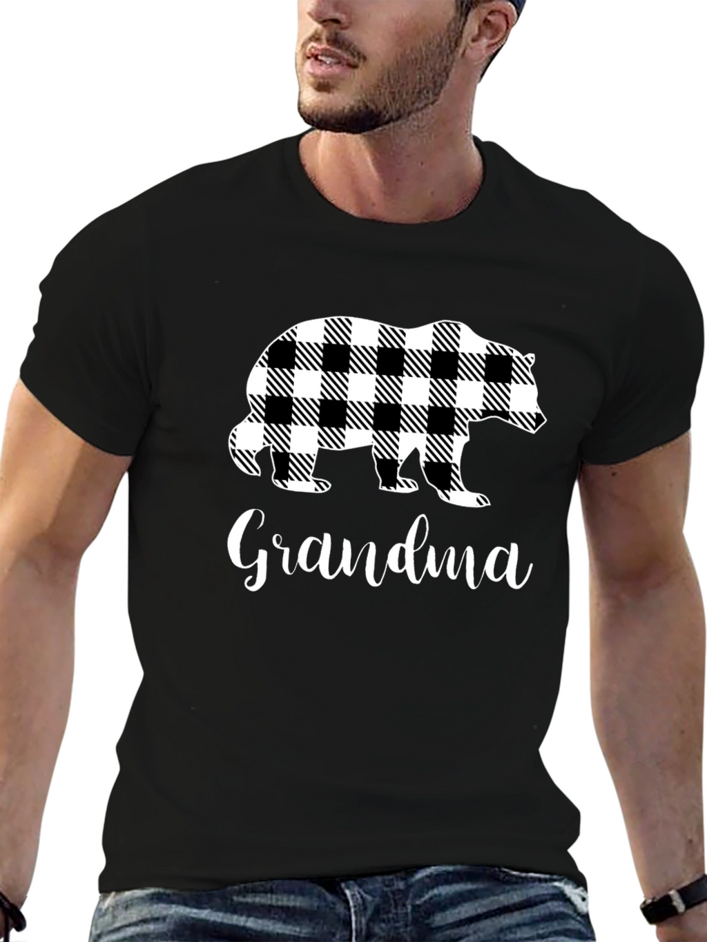 Grandma Bear Plaid T-Shirt