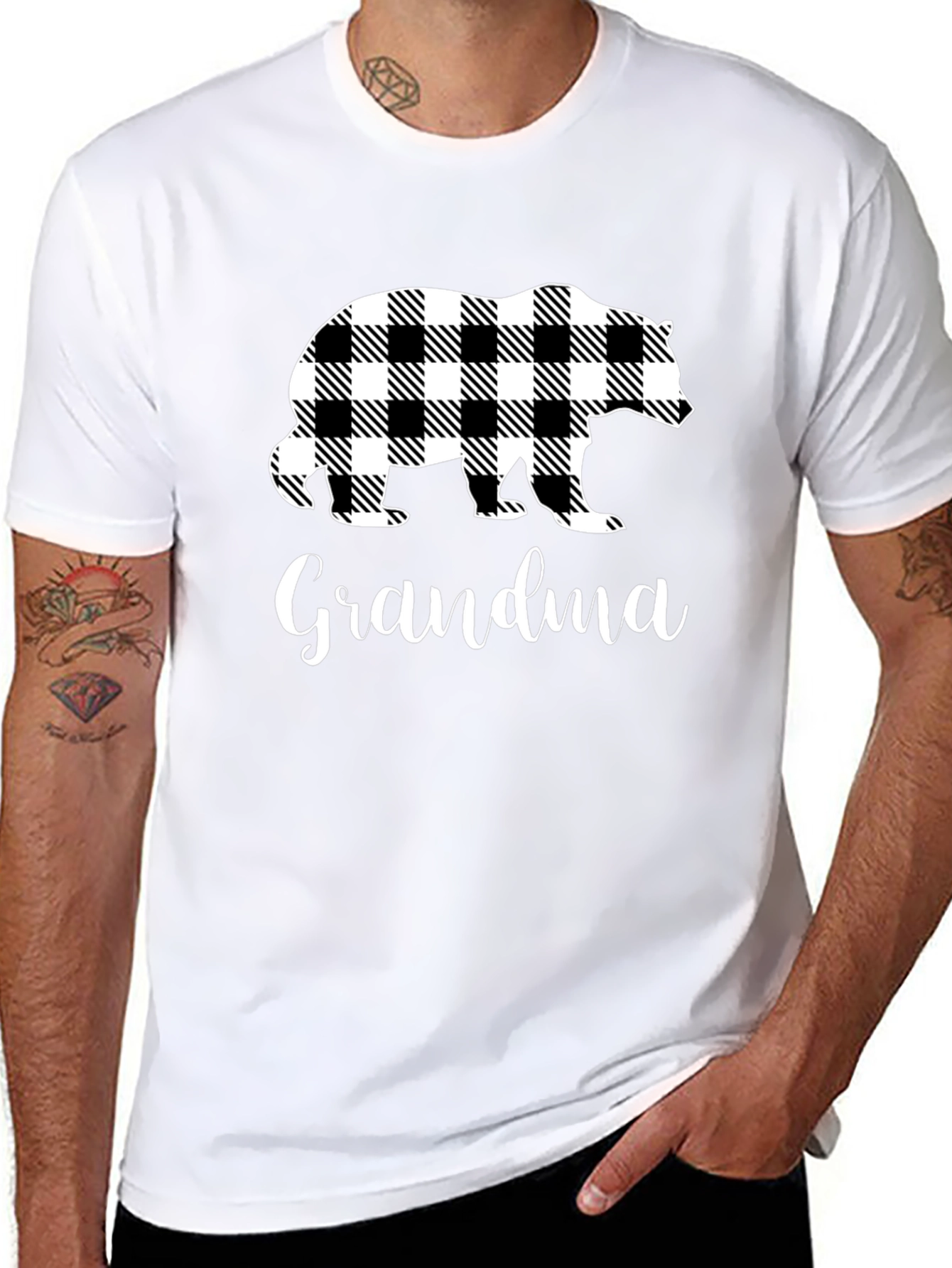 Grandma Bear Plaid T-Shirt