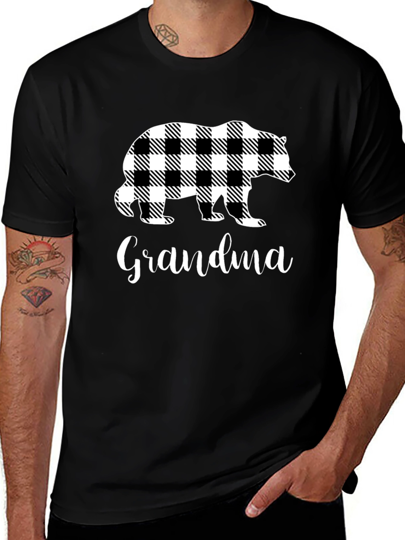 Grandma Bear Plaid T-Shirt