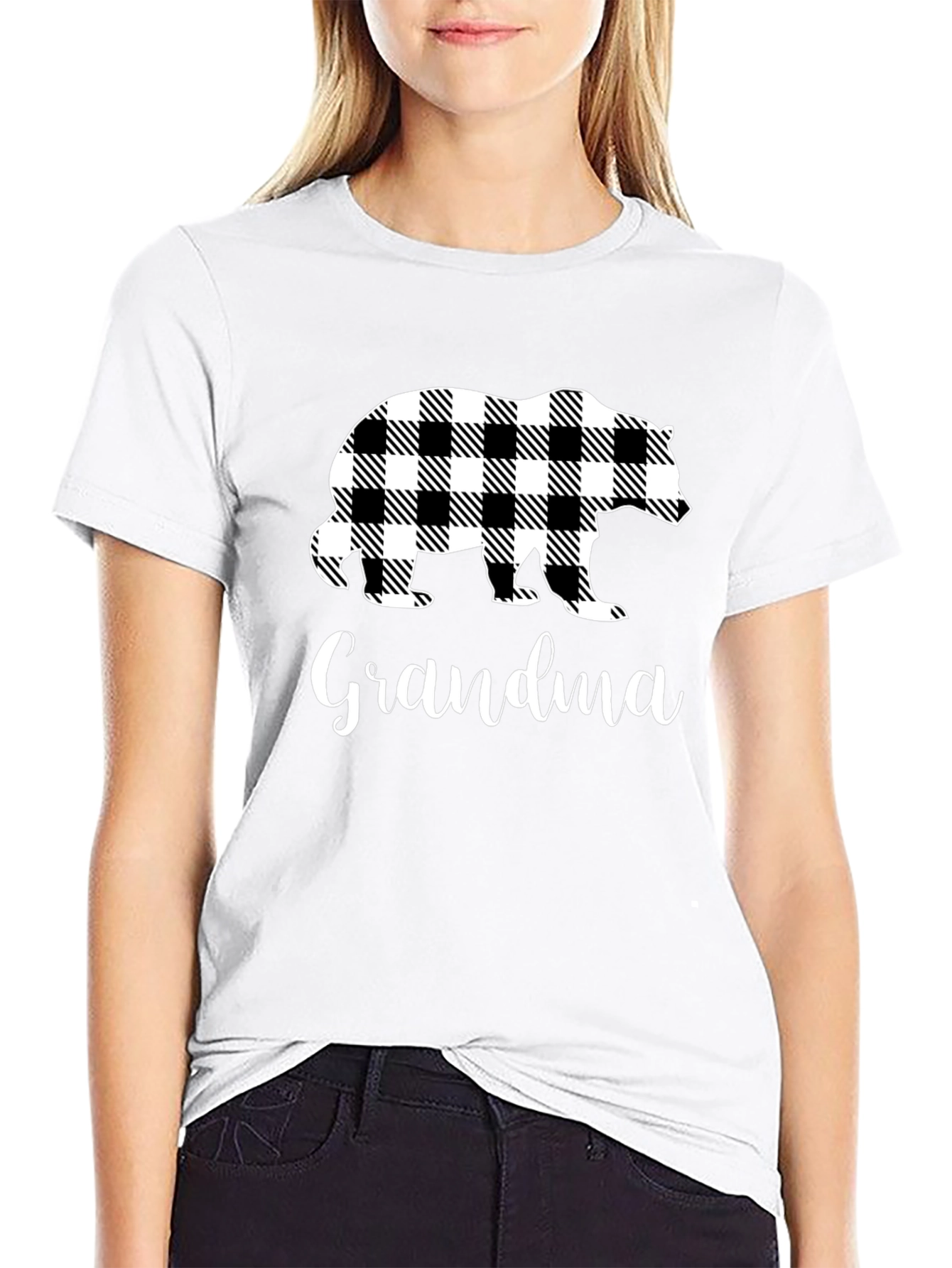 Grandma Bear Plaid T-Shirt
