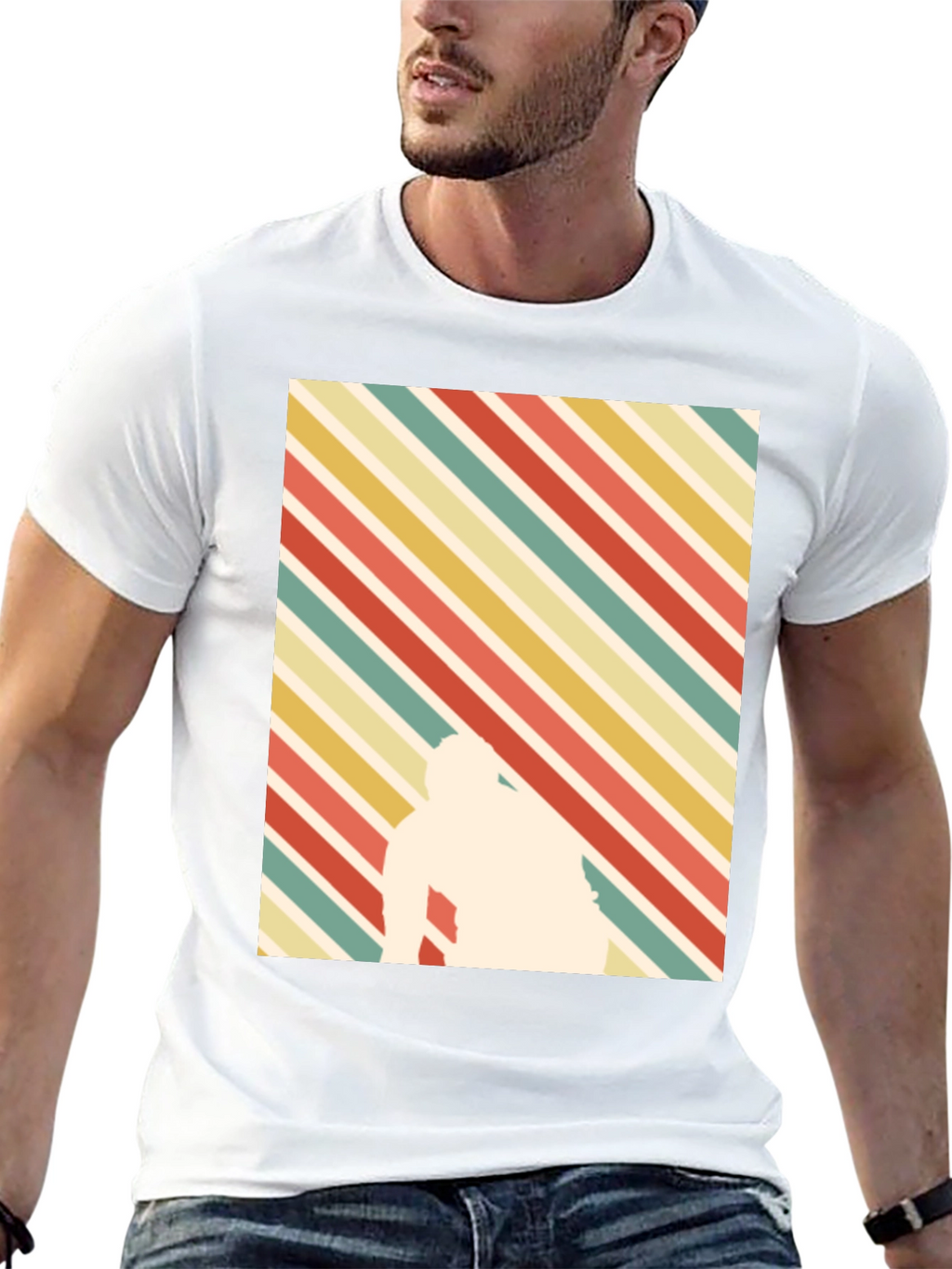 Retro Striped T-Shirt with Silhouette