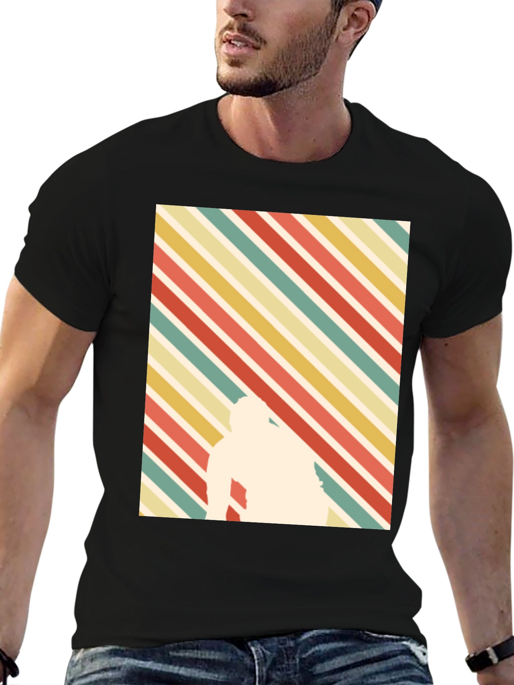 Retro Striped T-Shirt with Silhouette