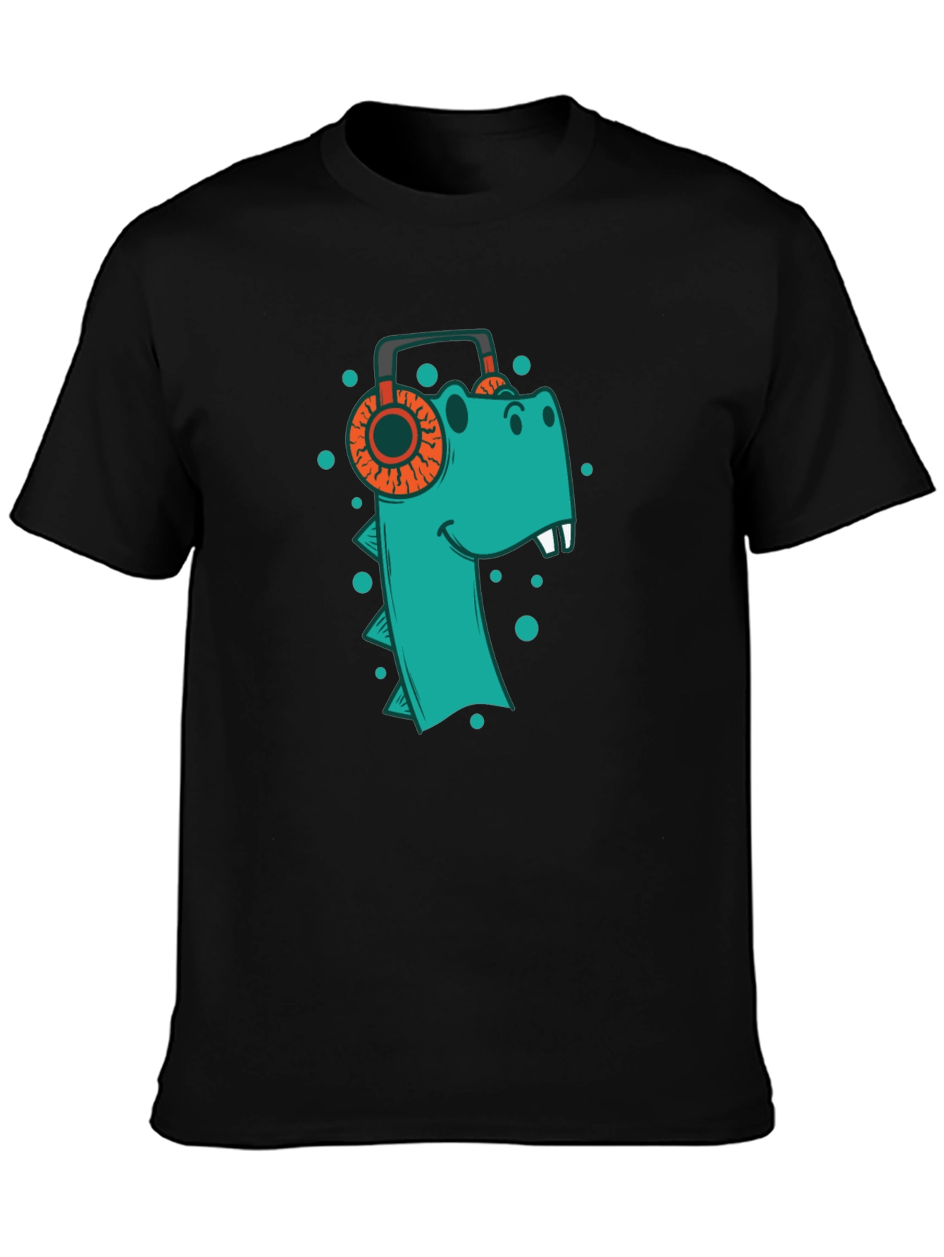 Dino Beats Tee: Cool T-Shirt with Dinosaur & Headphones Design