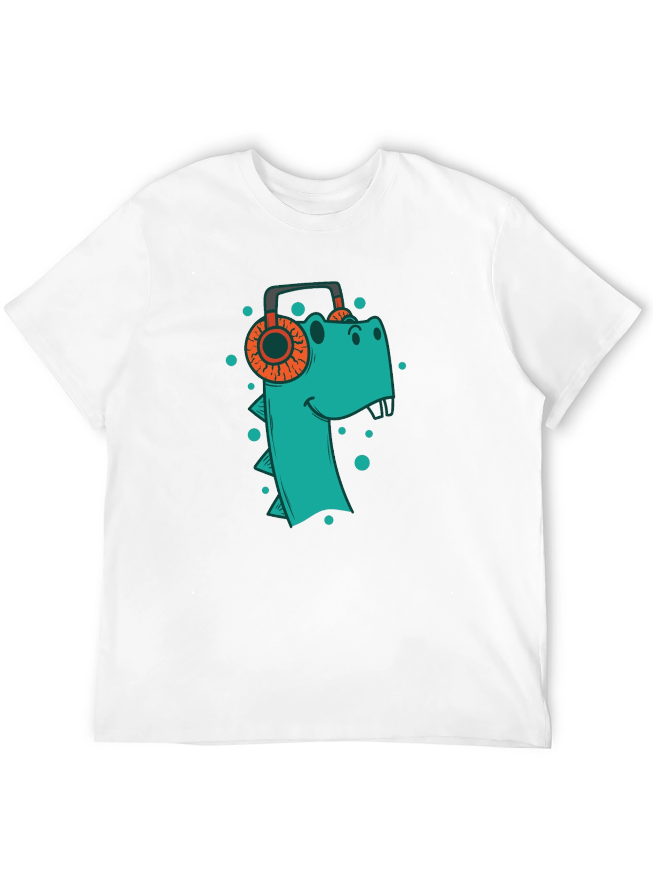 Dino Beats Tee: Cool T-Shirt with Dinosaur & Headphones Design