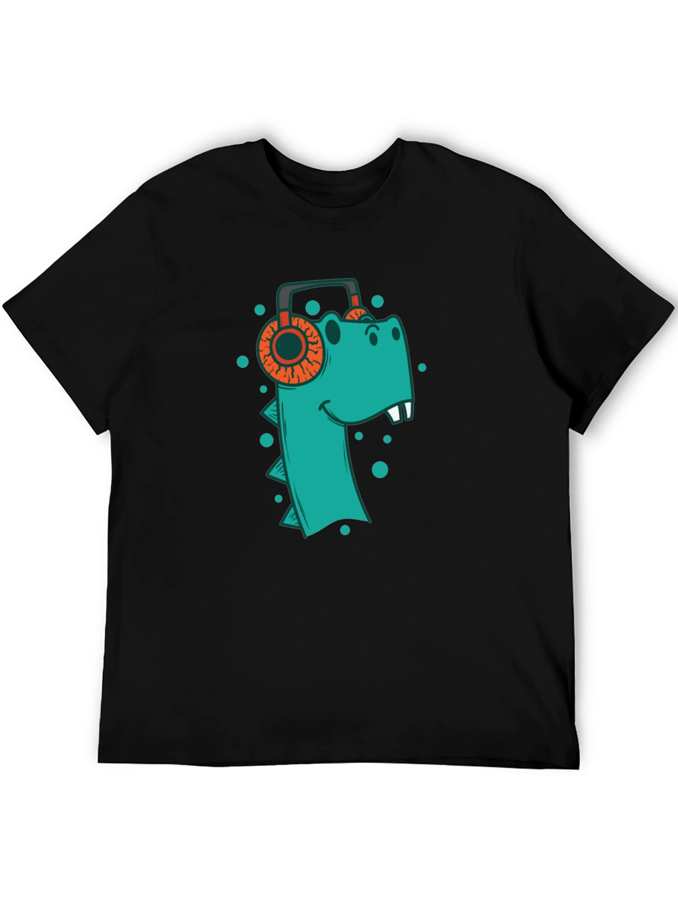 Dino Beats Tee: Cool T-Shirt with Dinosaur & Headphones Design