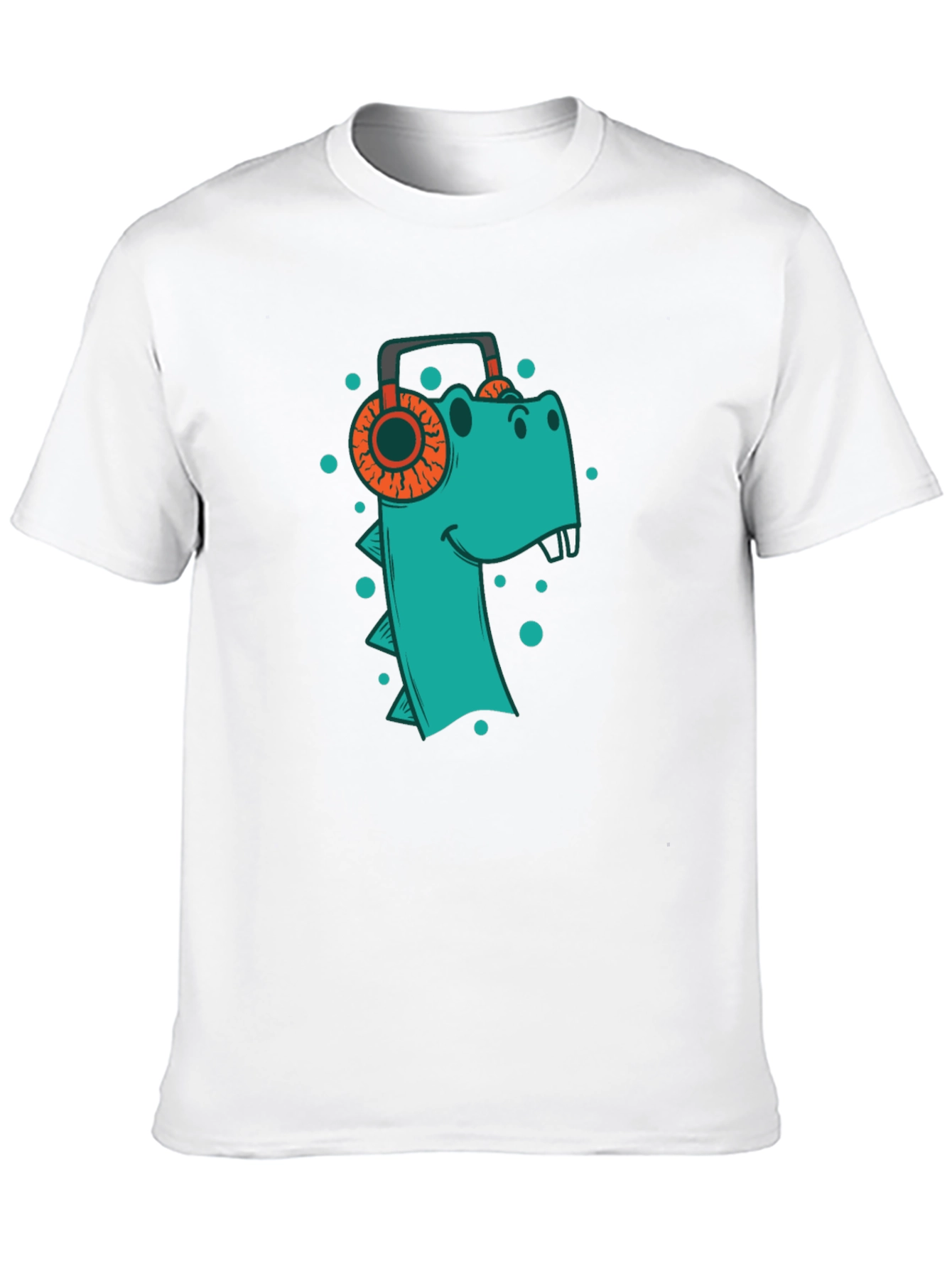 Dino Beats Tee: Cool T-Shirt with Dinosaur & Headphones Design