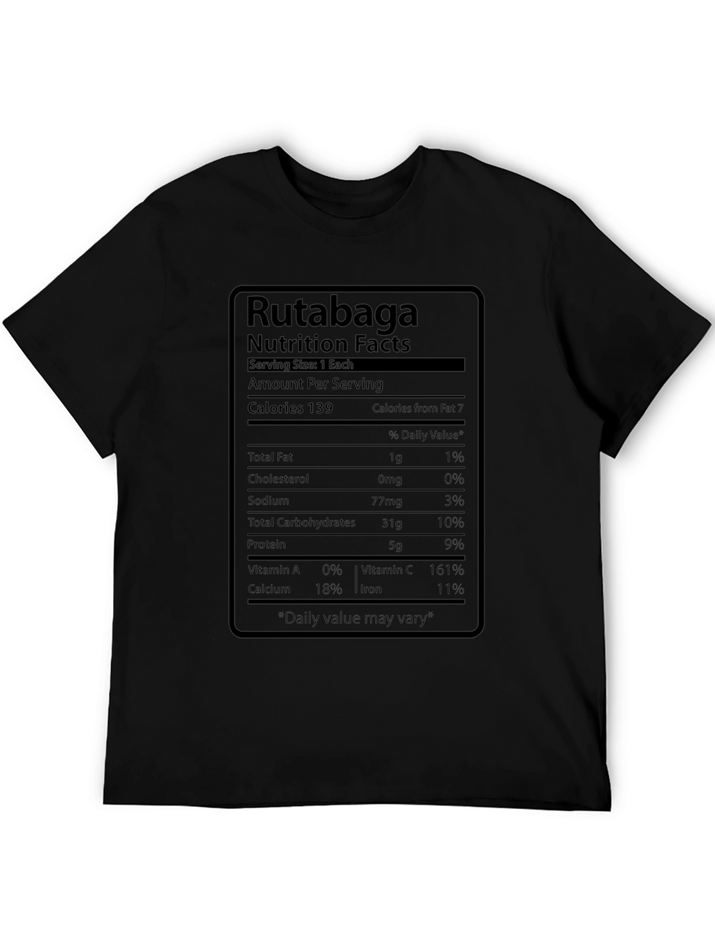 Rutabaga Nutrition Facts Black T-Shirt