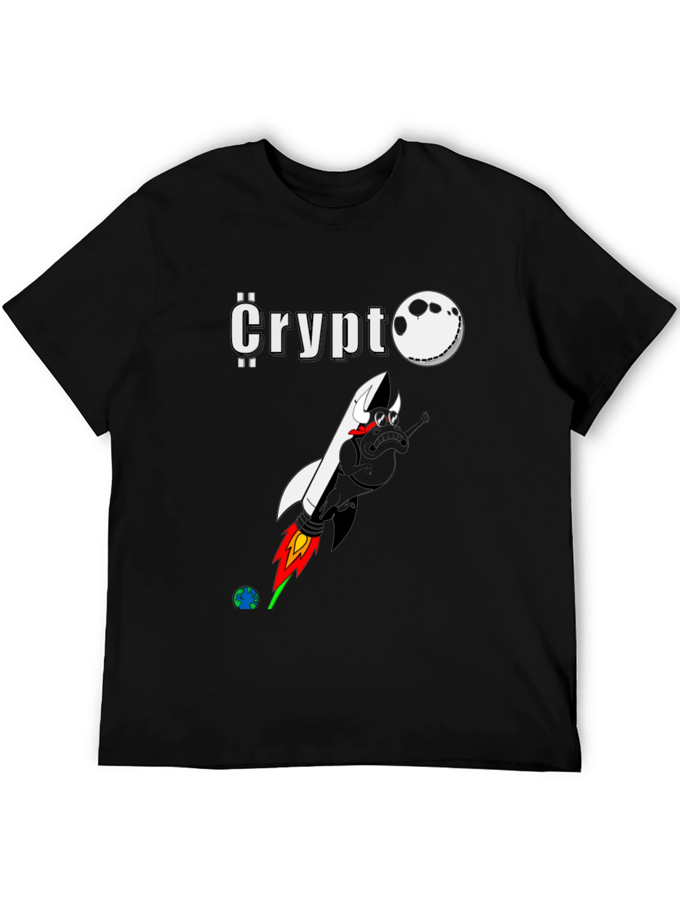 Crypto Moon Rocket Graphic T-Shirt