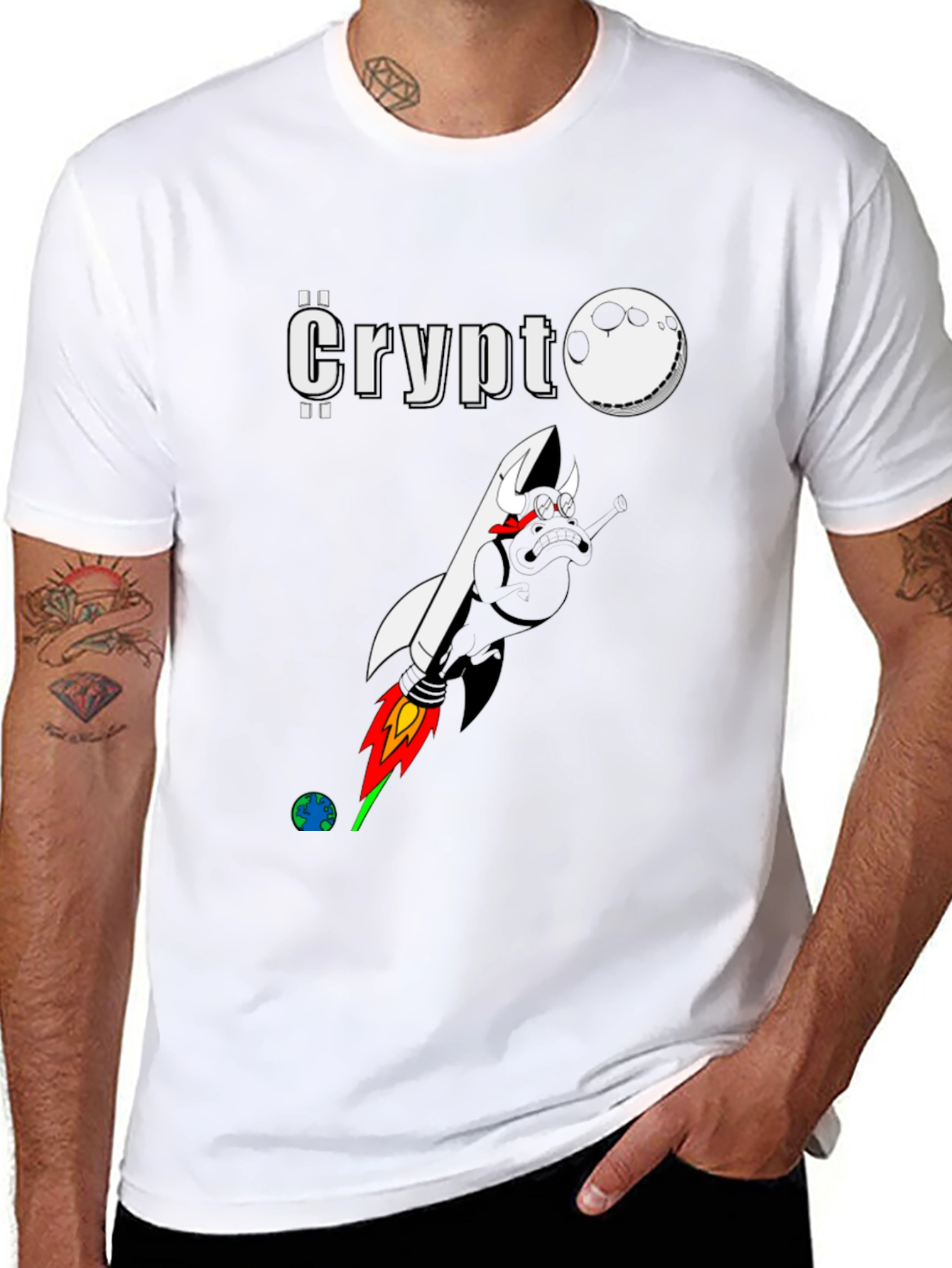 Crypto Moon Rocket Graphic T-Shirt