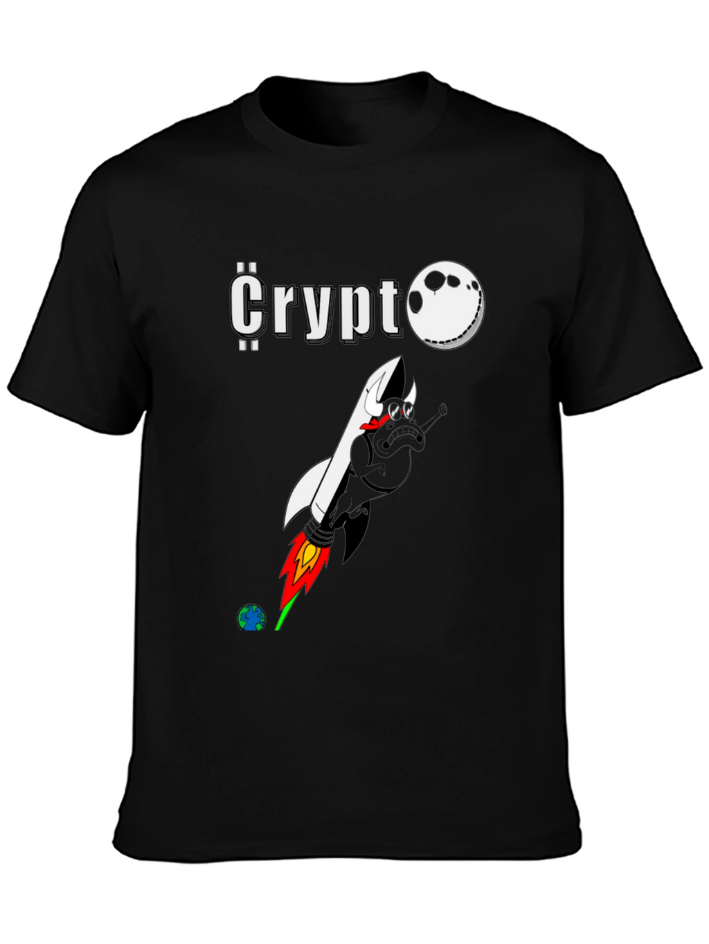 Crypto Moon Rocket Graphic T-Shirt