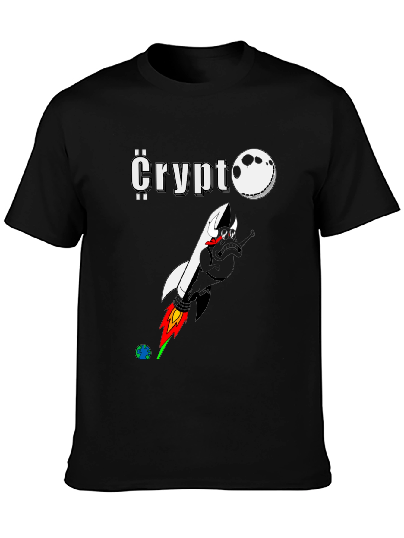 Crypto Moon Rocket Graphic T-Shirt