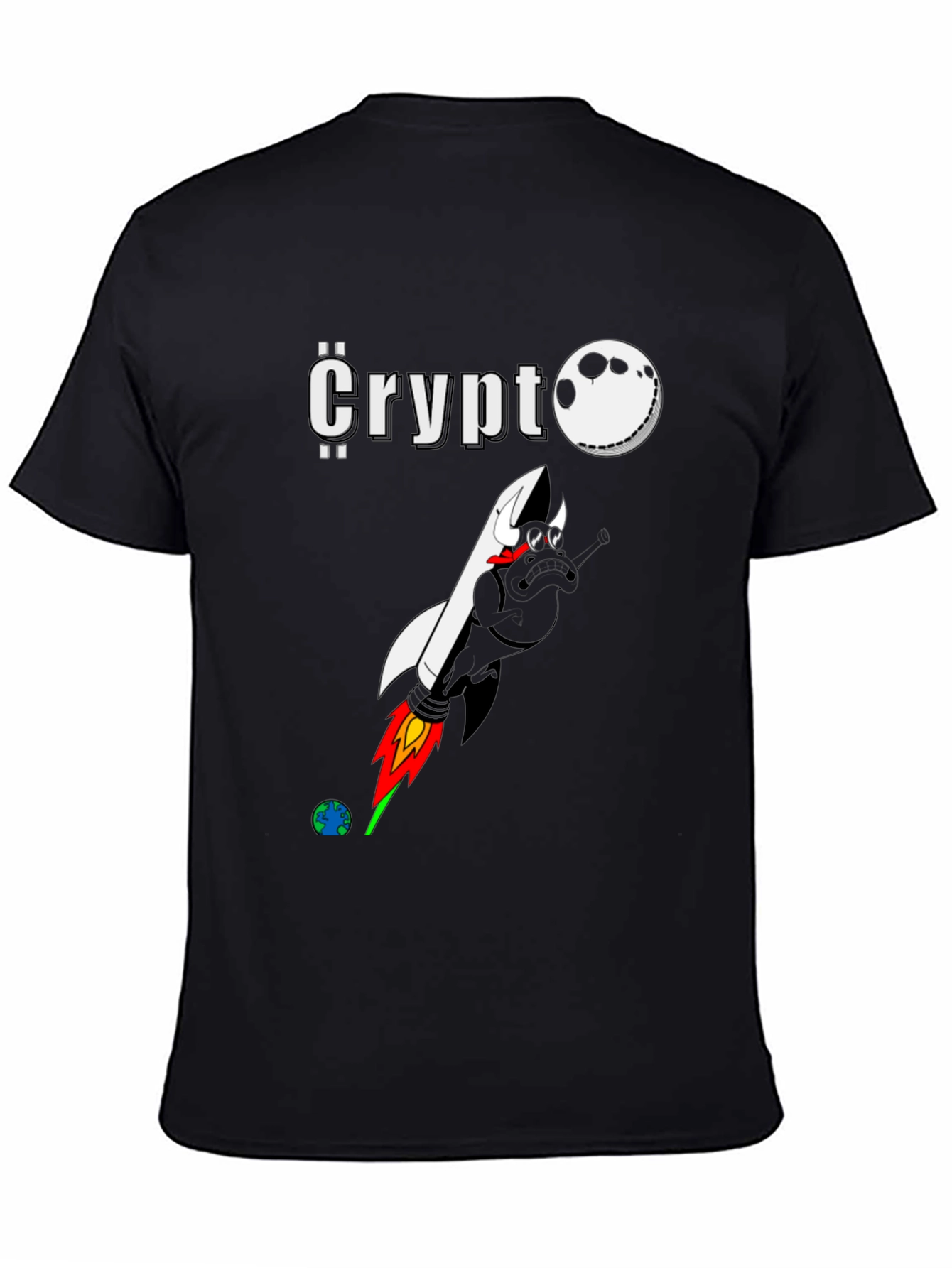 Crypto Moon Rocket Graphic T-Shirt