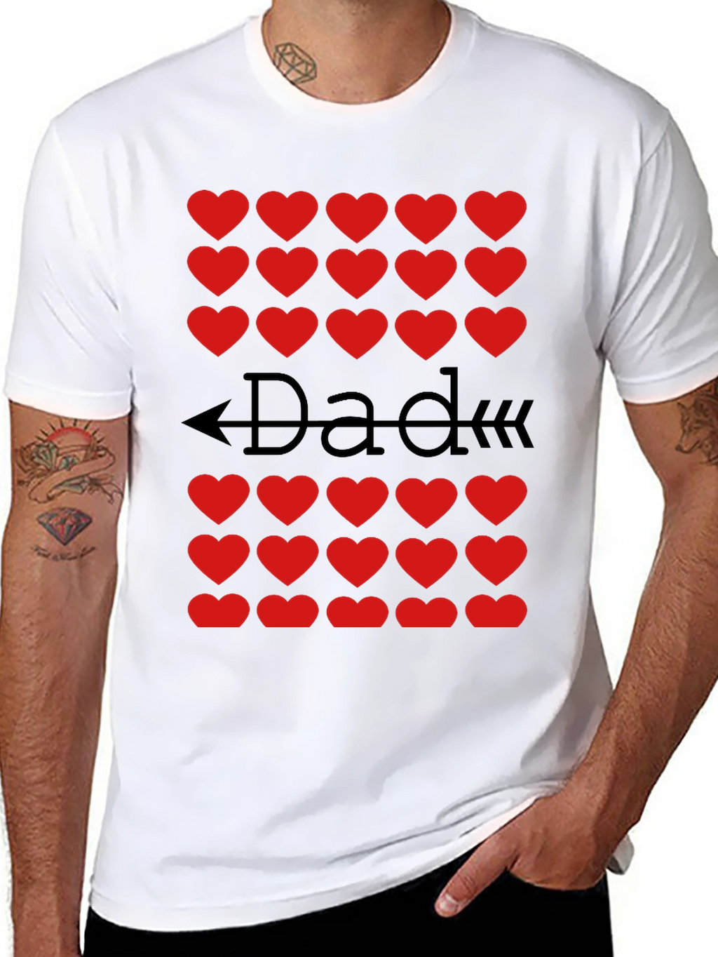 Dad Heart Arrow T-Shirt - Black Cotton Tee
