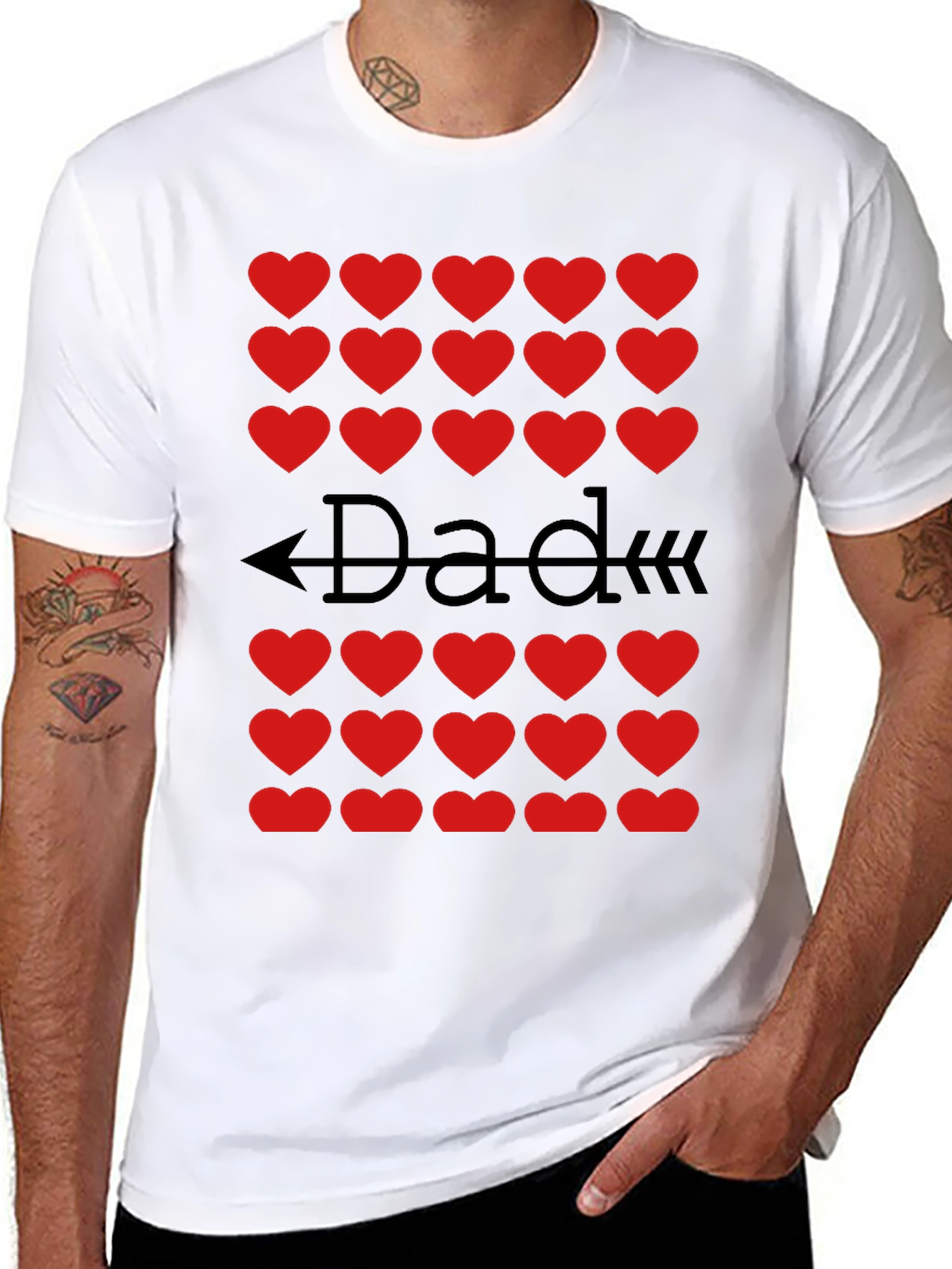 Dad Heart Arrow T-Shirt - Black Cotton Tee
