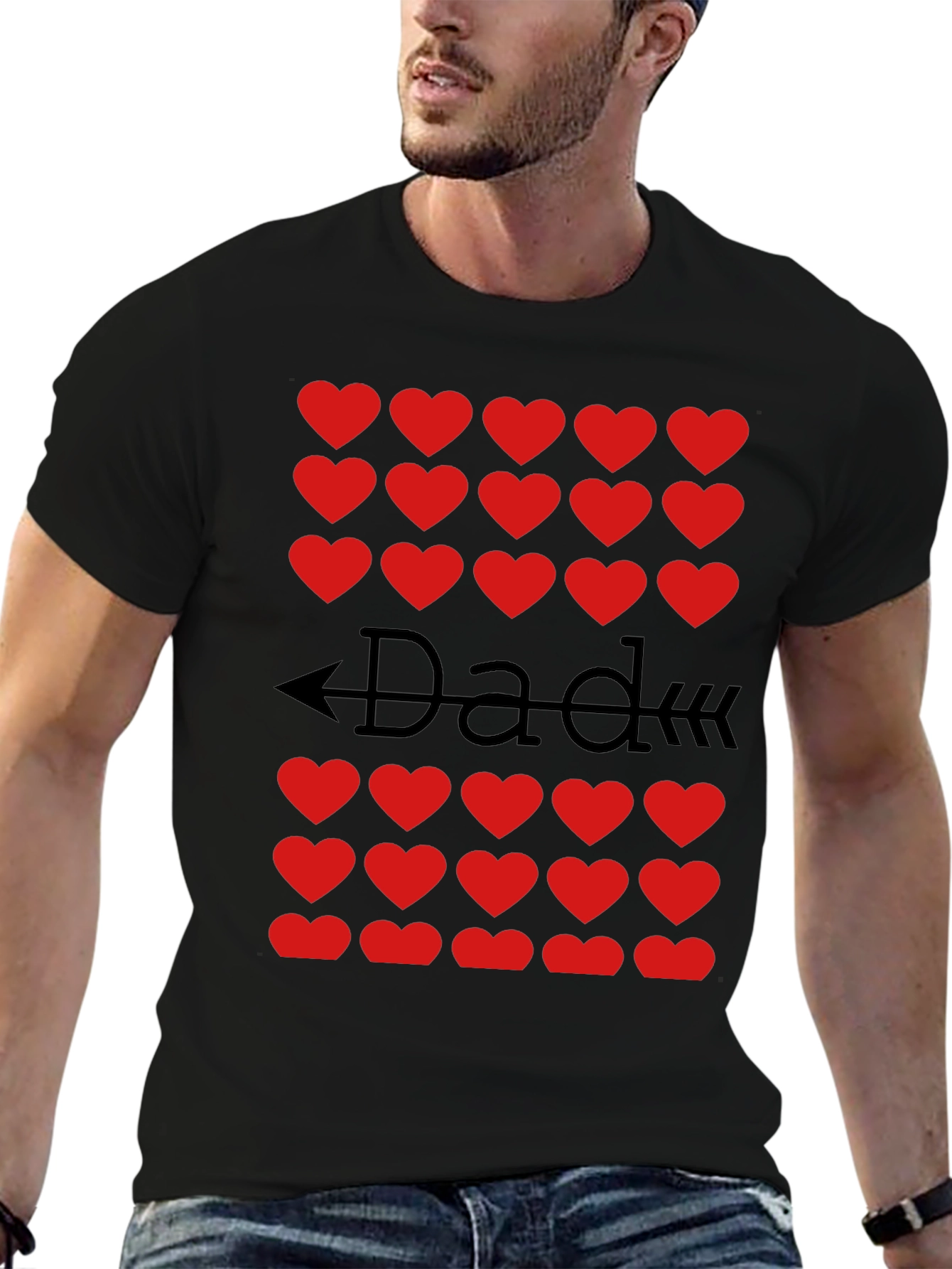 Dad Heart Arrow T-Shirt - Black Cotton Tee
