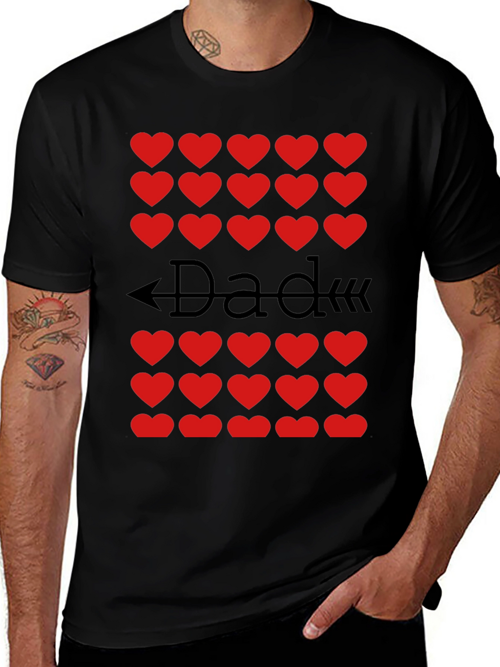 Dad Heart Arrow T-Shirt - Black Cotton Tee