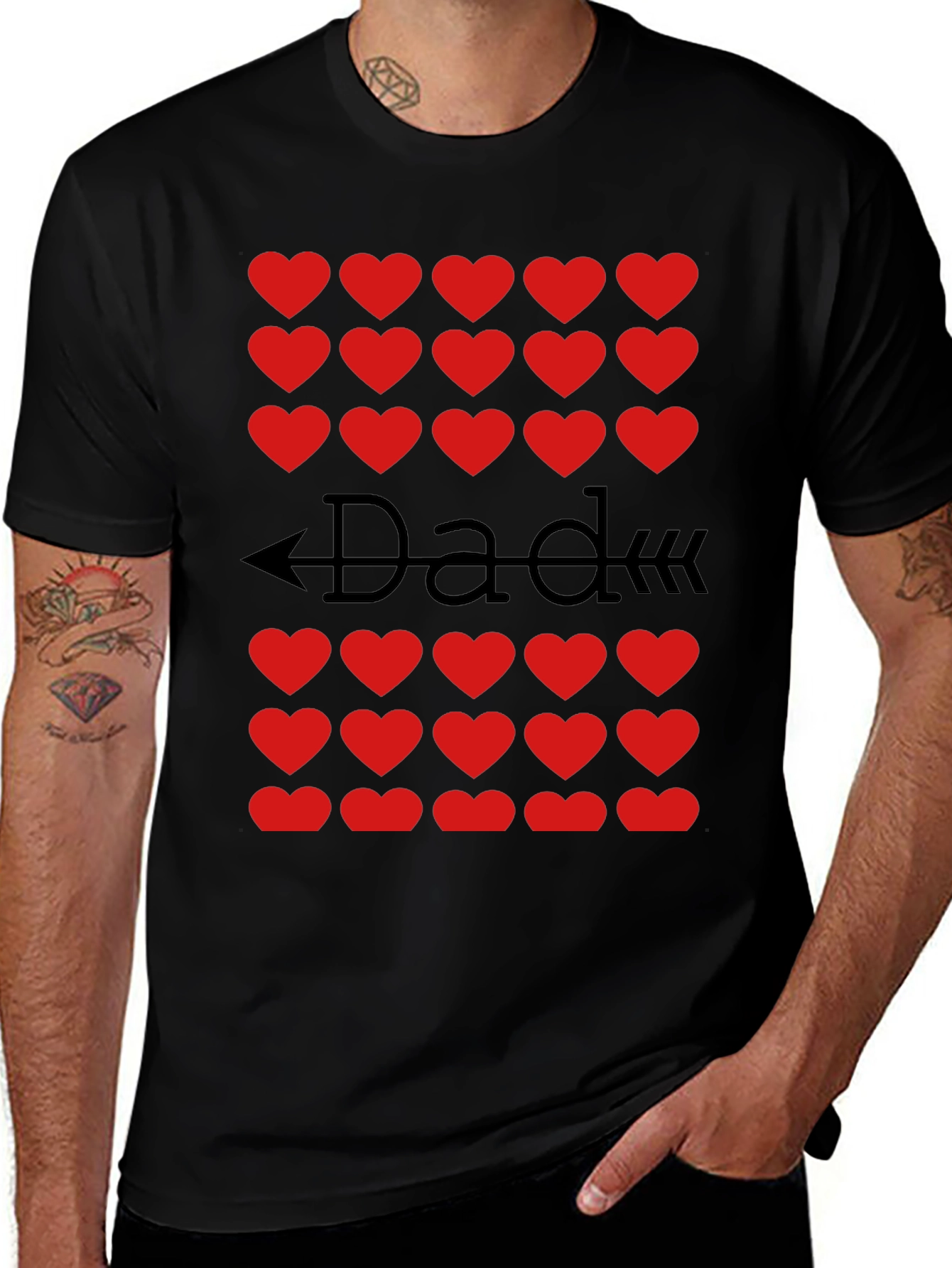 Dad Heart Arrow T-Shirt - Black Cotton Tee