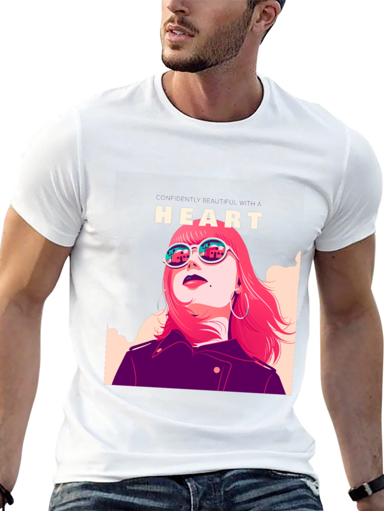 Heart Illustration Black T-Shirt