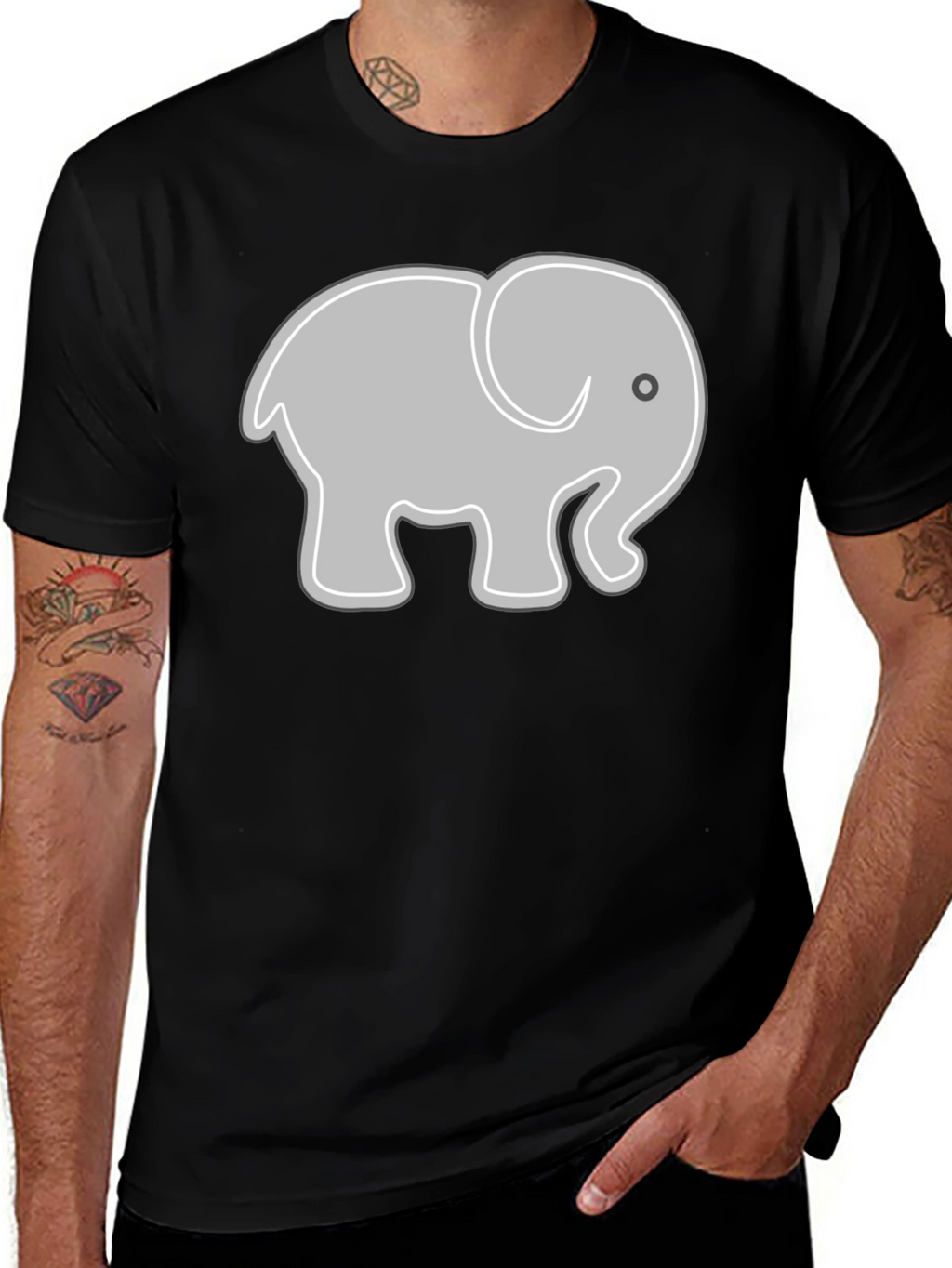 Elephant Graphic Tee - Black Cotton Comfort
