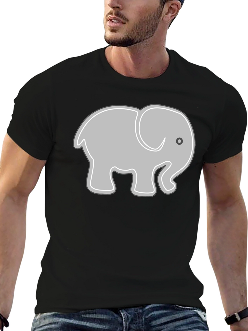 Elephant Graphic Tee - Black Cotton Comfort