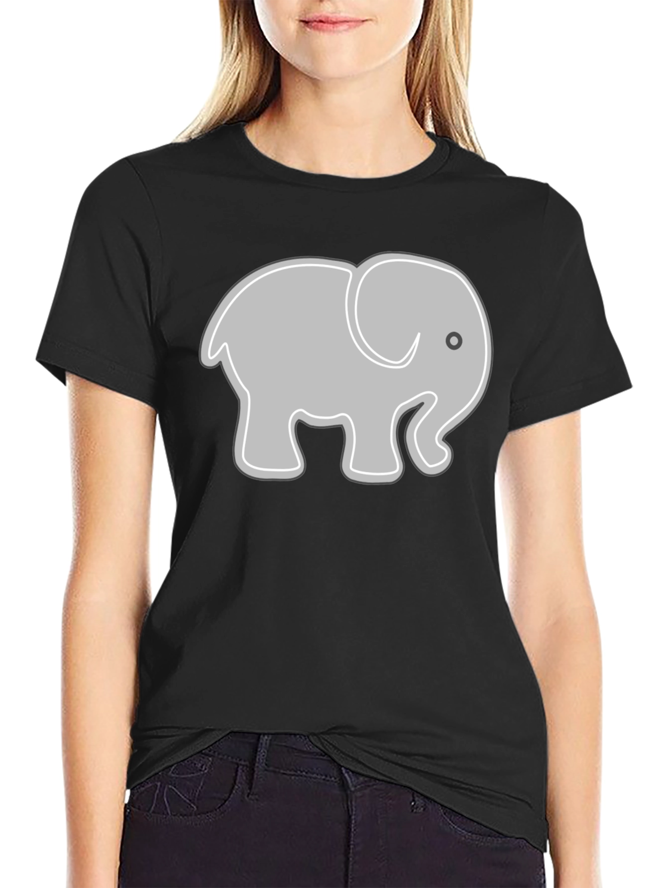 Elephant Graphic Tee - Black Cotton Comfort
