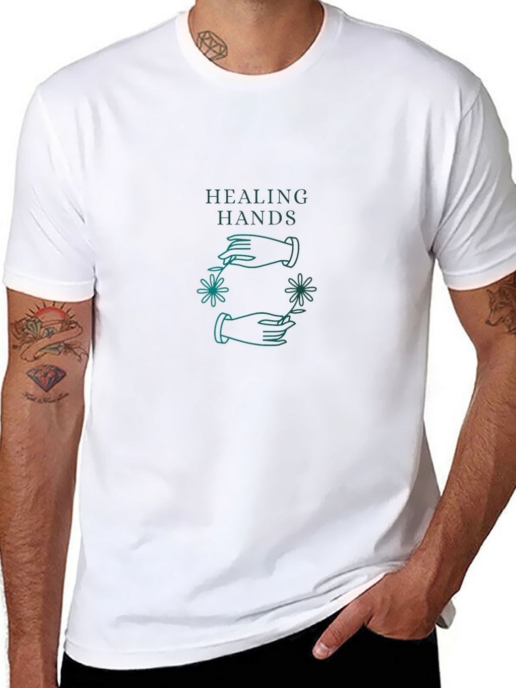 Healing Hands Graphic Tee - Black Cotton Comfort