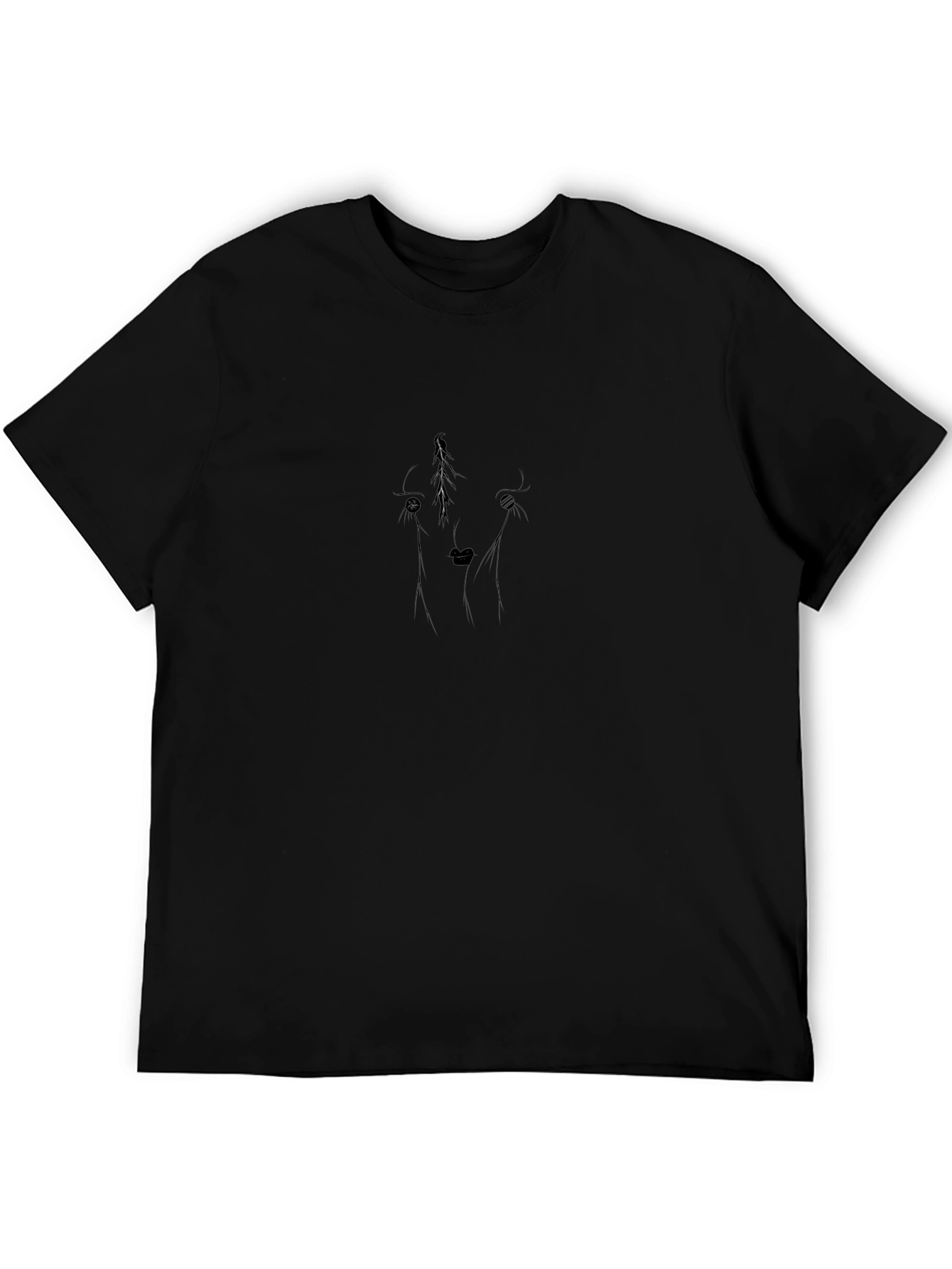 Abstract Wolf Line Art Black T-Shirt