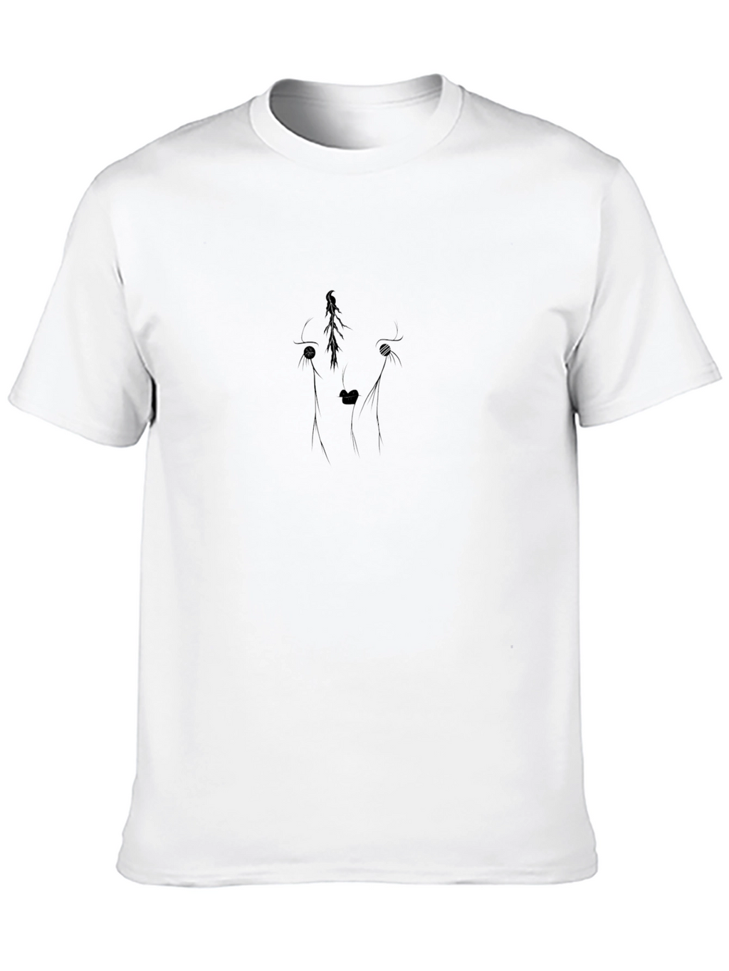 Abstract Wolf Line Art Black T-Shirt