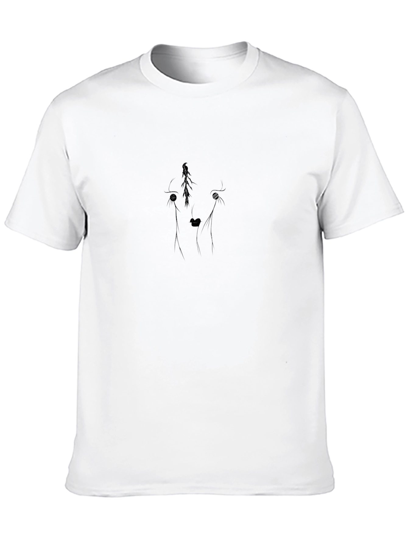 Abstract Wolf Line Art Black T-Shirt