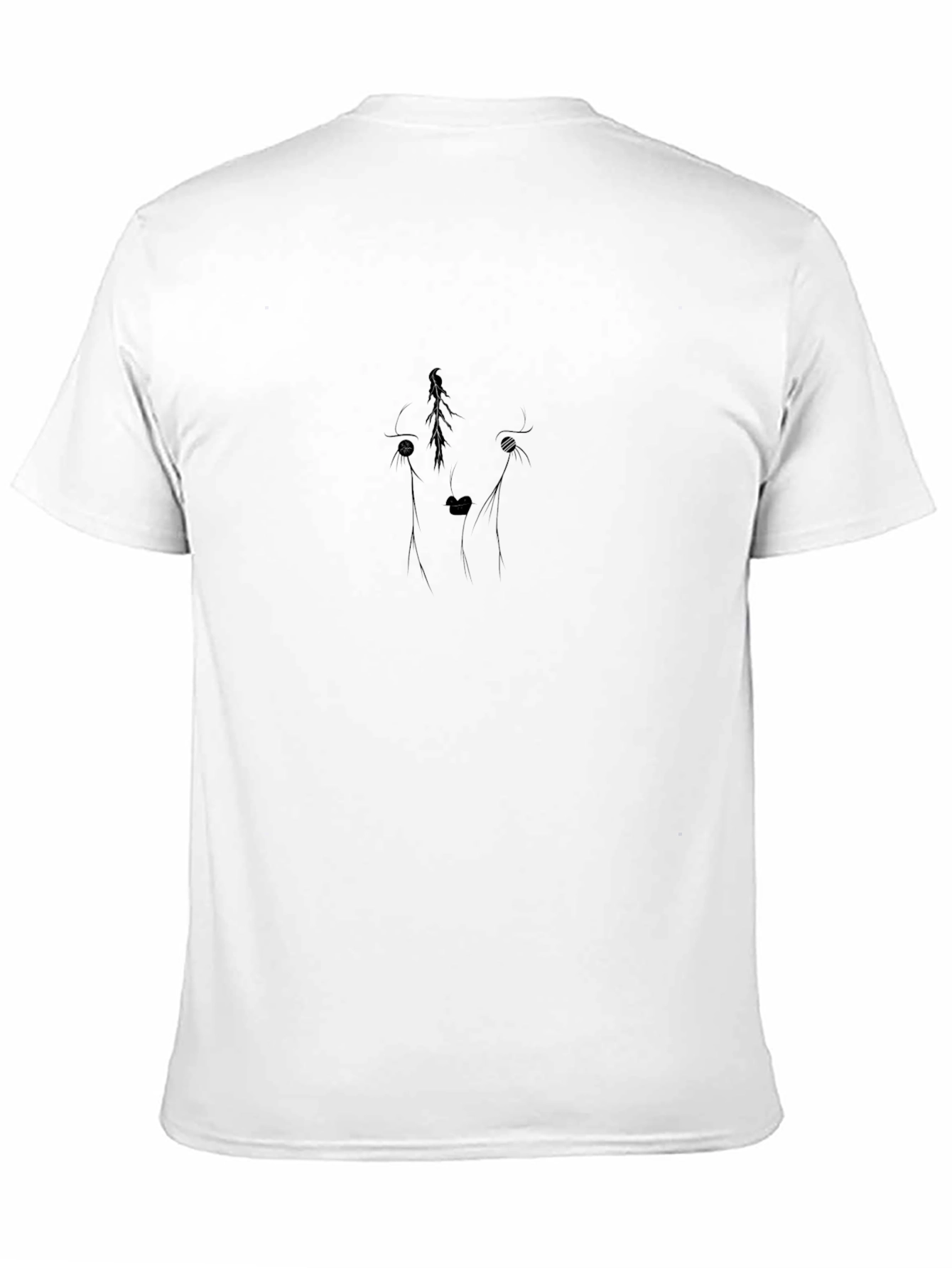 Abstract Wolf Line Art Black T-Shirt