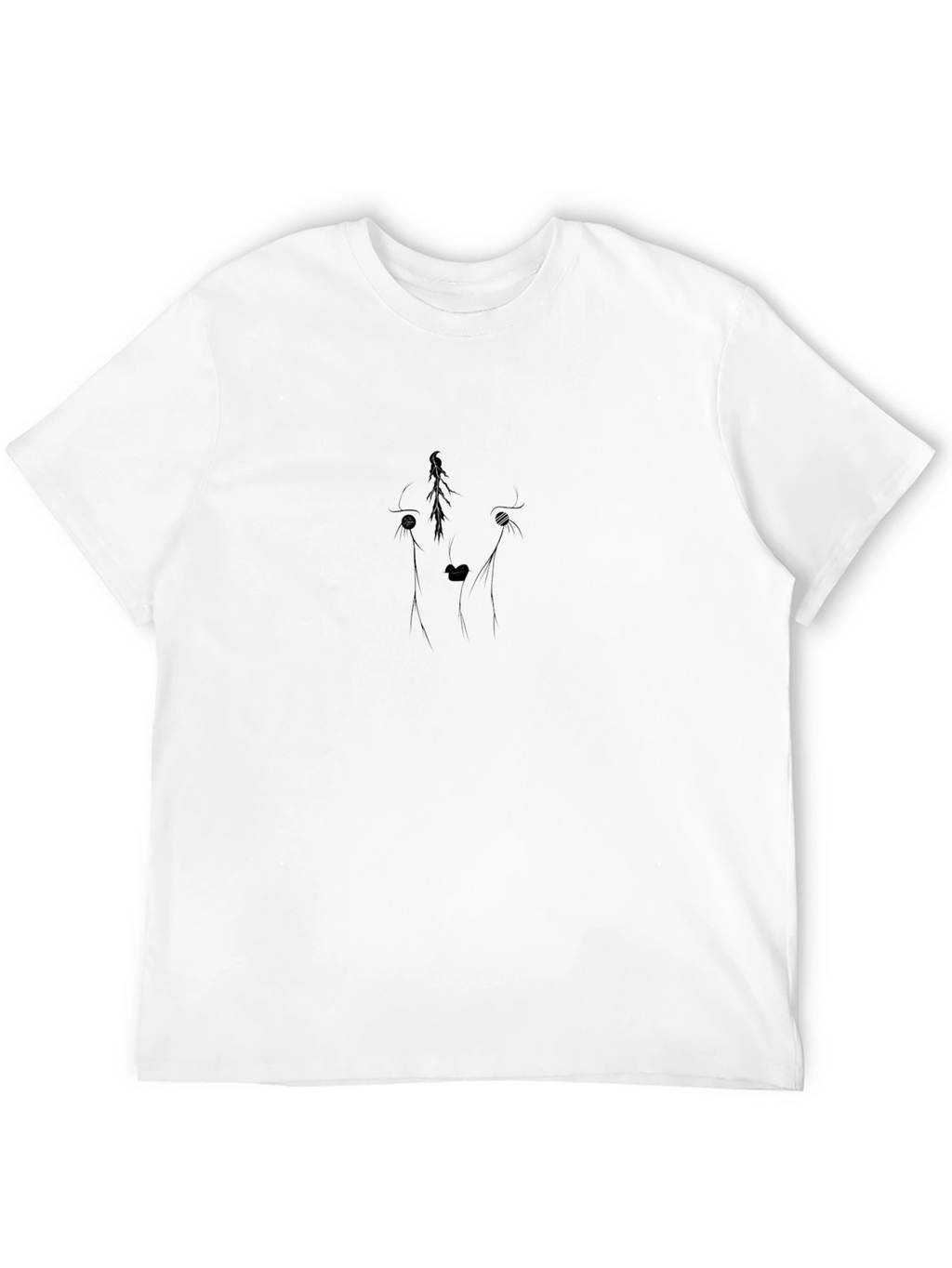 Abstract Wolf Line Art Black T-Shirt