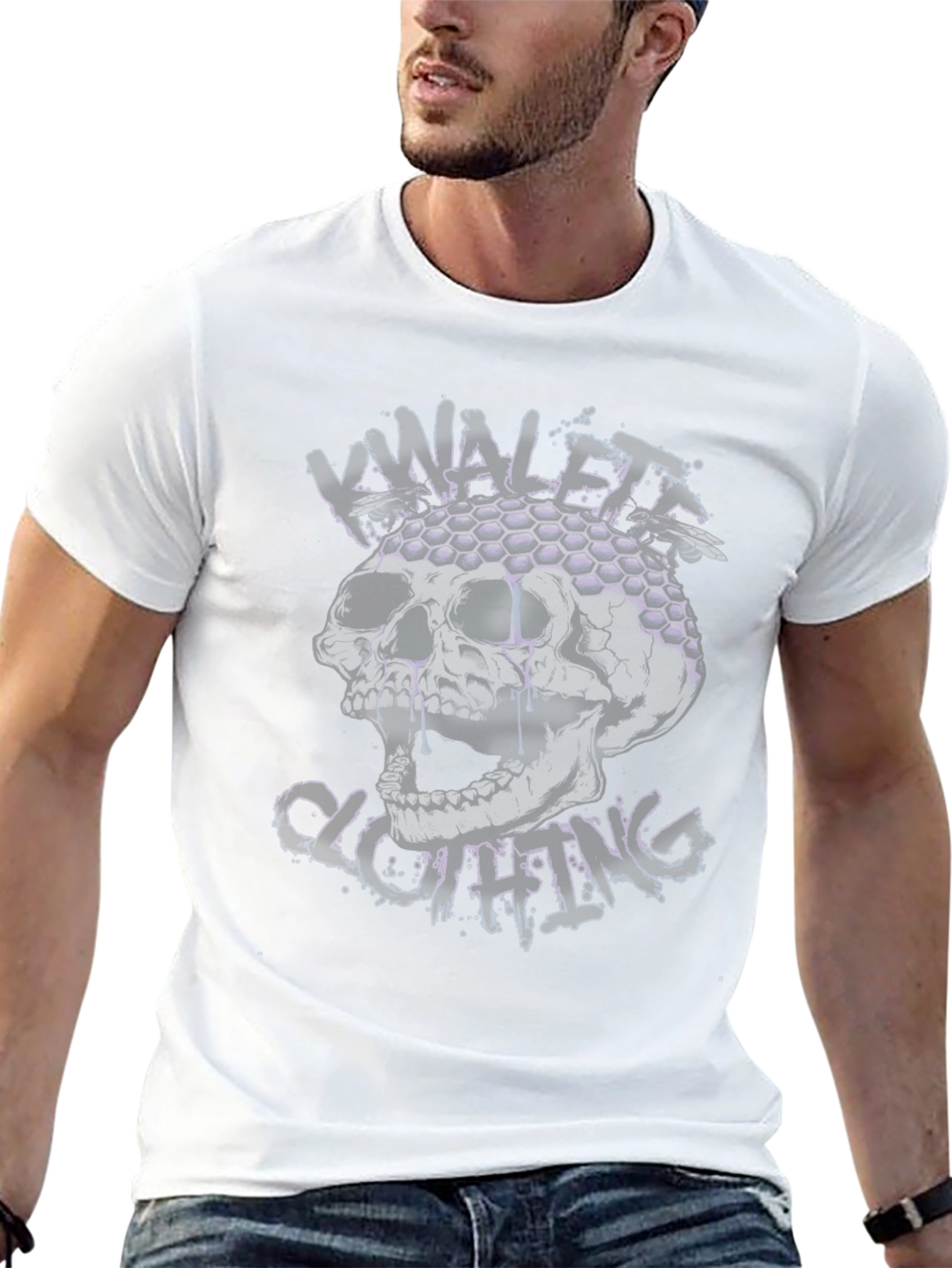 Skull & Honeycomb Graphic Black T-Shirt