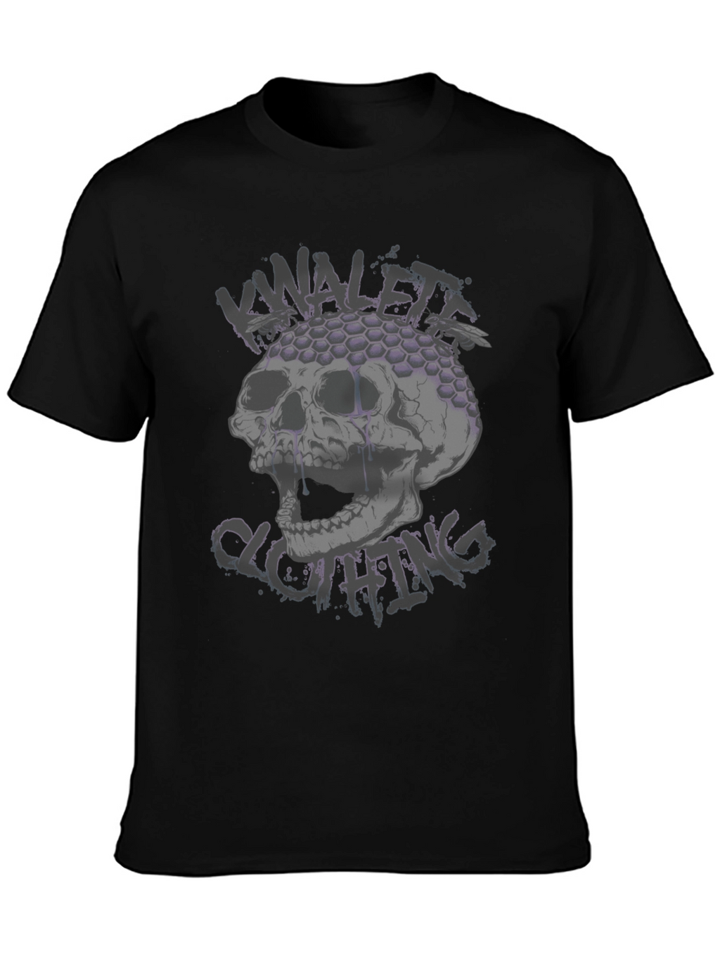 Skull & Honeycomb Graphic Black T-Shirt