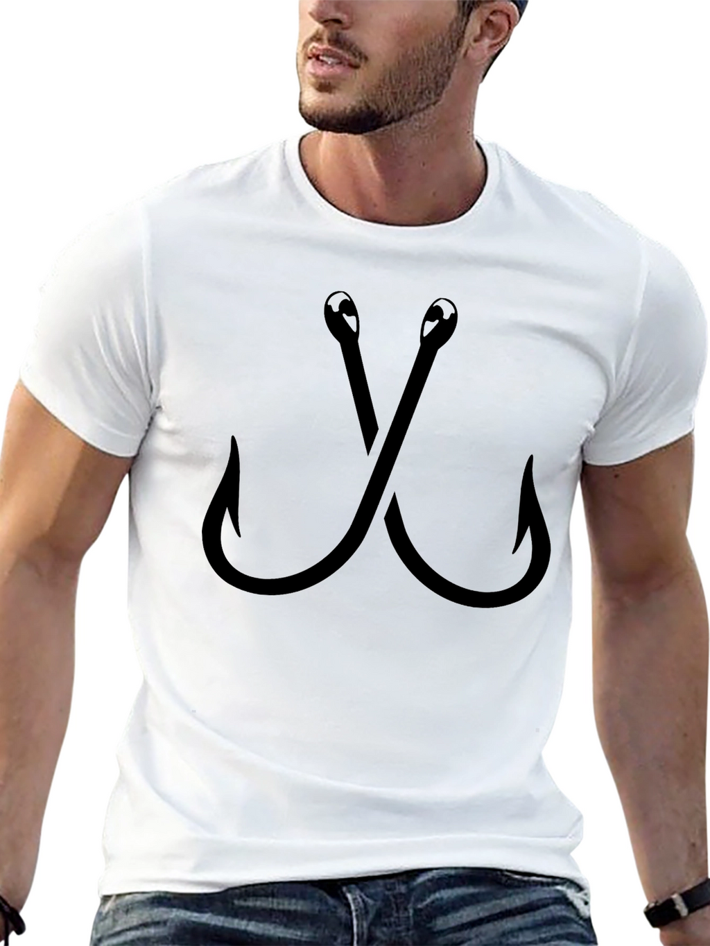 Fishing Hooks Black T-Shirt