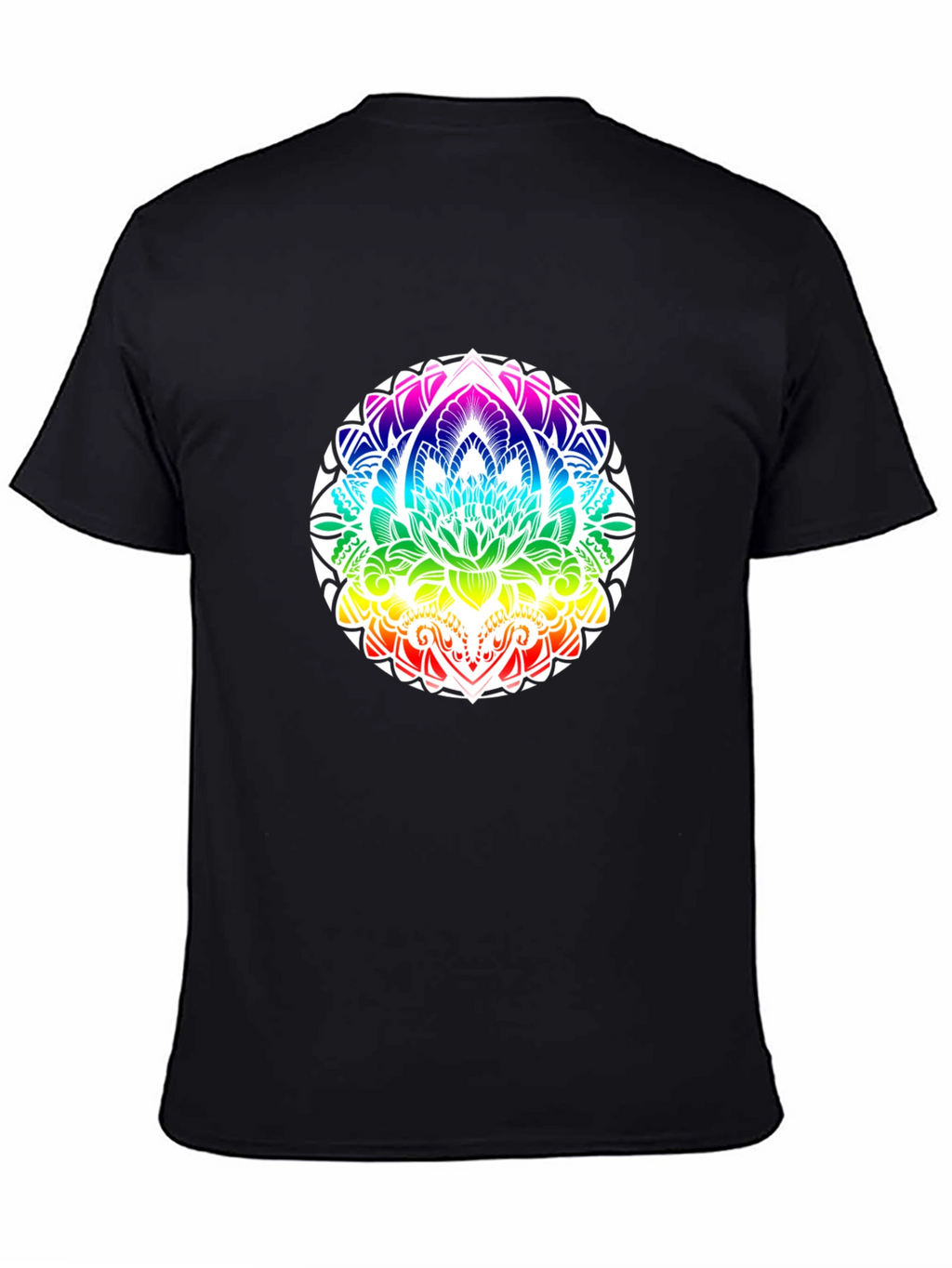 Rainbow Mandala Graphic Black T-Shirt