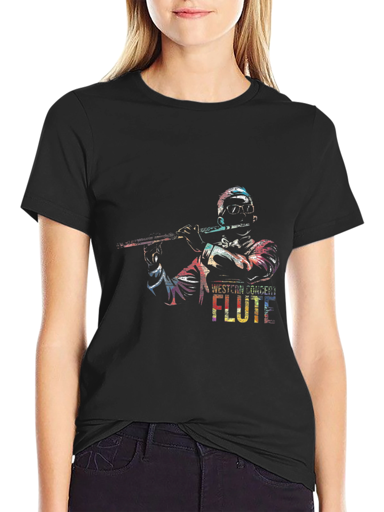 Western Concert Flute Black T-Shirt