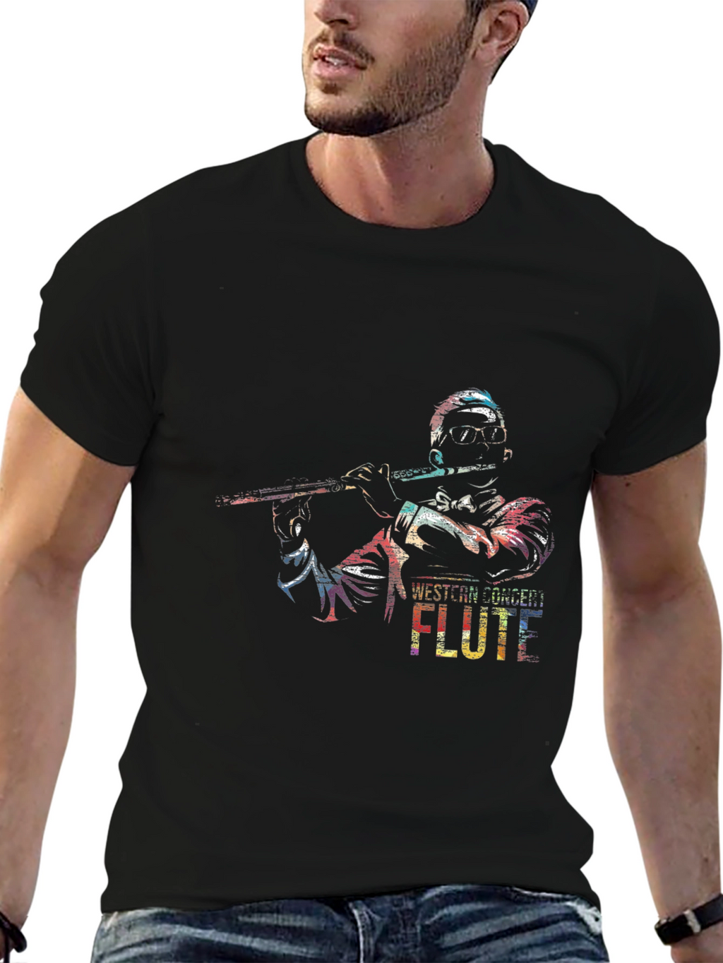 Western Concert Flute Black T-Shirt