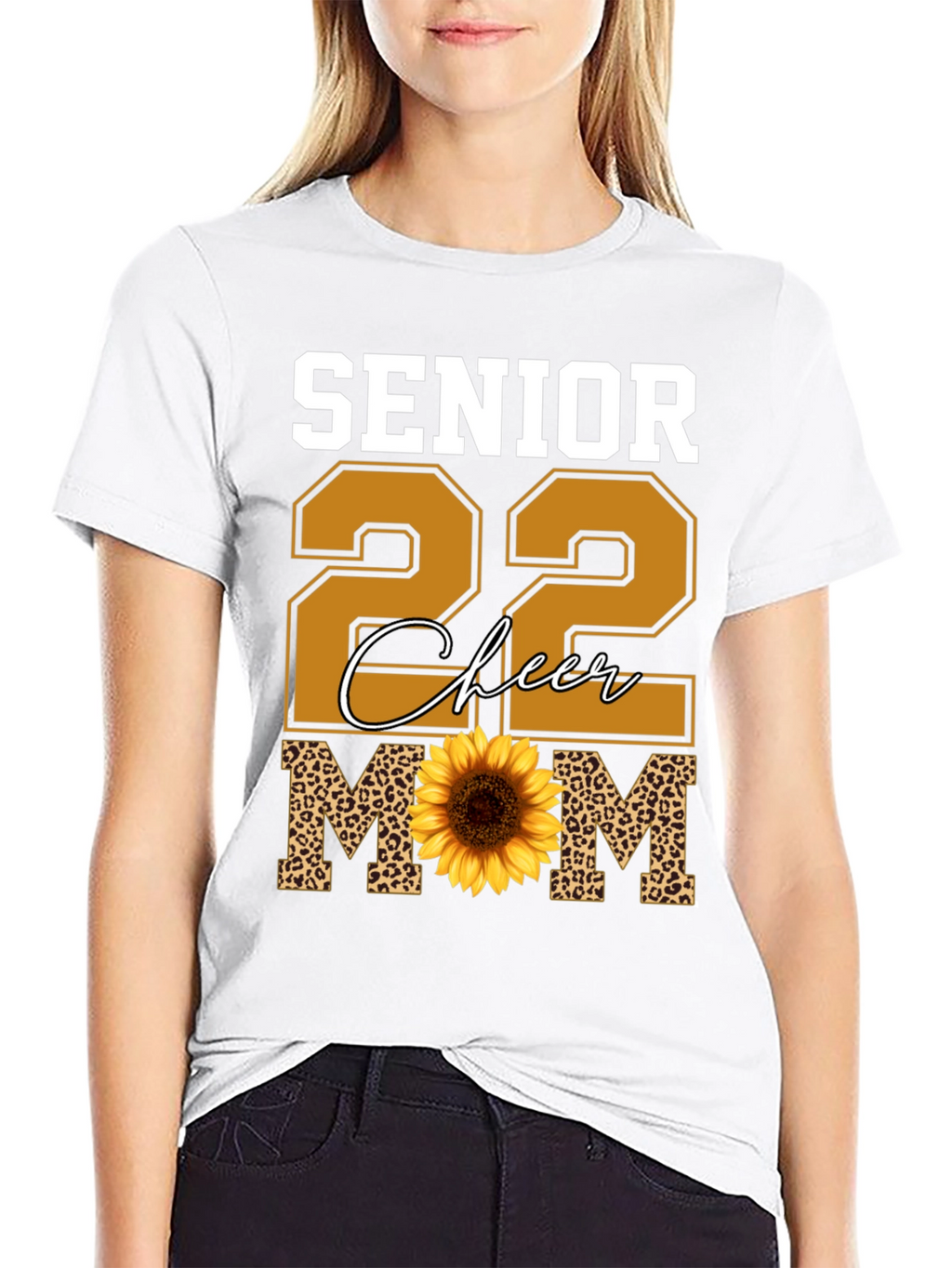 Senior 22 Cheer Mom Sunflower T-Shirt