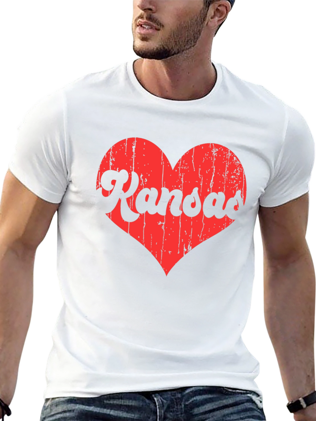 Kansas Love Heart Distressed Graphic Tee