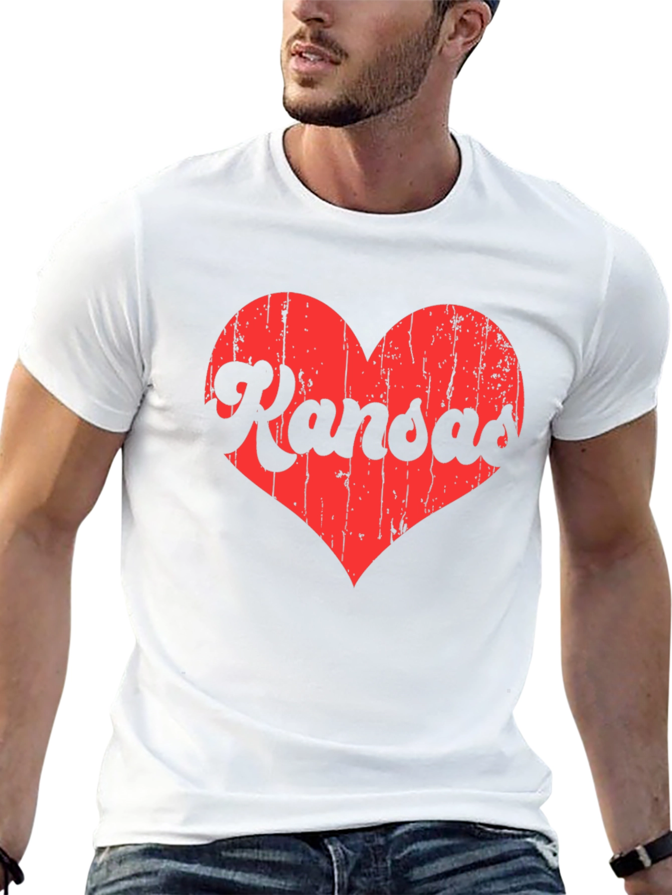 Kansas Love Heart Distressed Graphic Tee