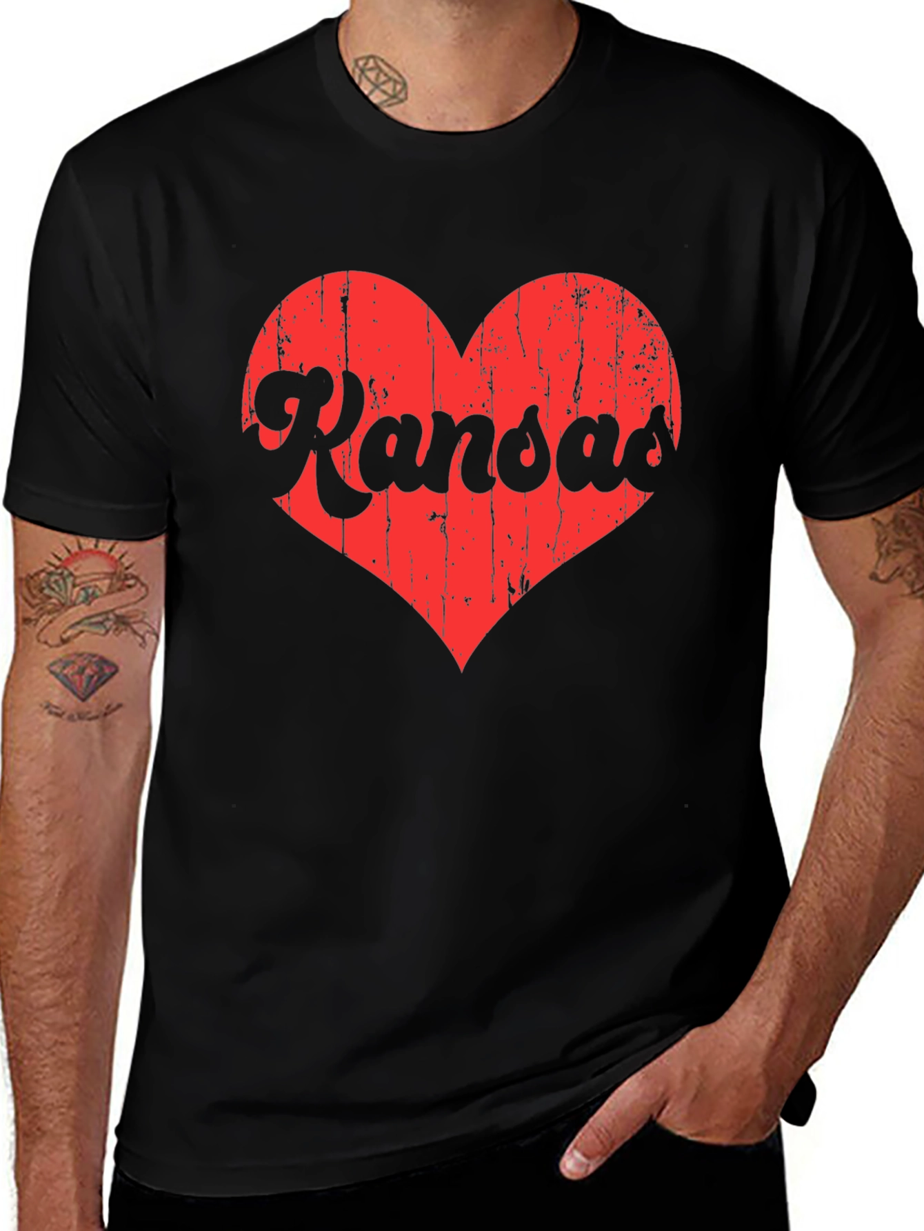 Kansas Love Heart Distressed Graphic Tee