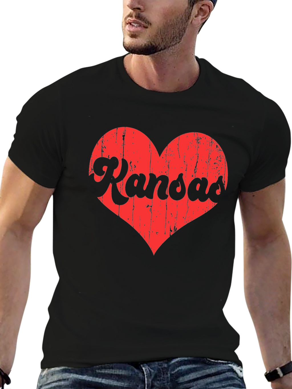 Kansas Love Heart Distressed Graphic Tee