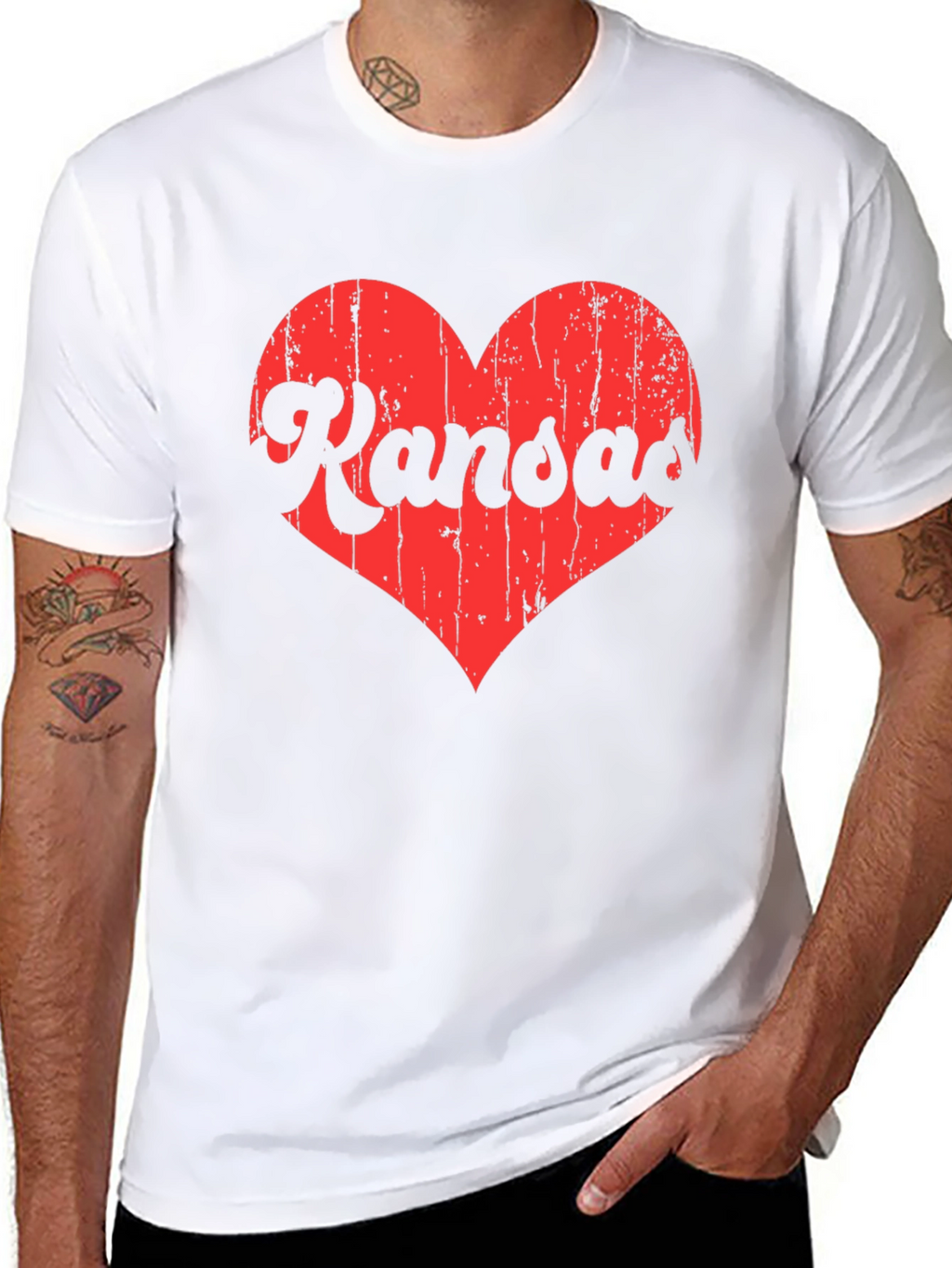 Kansas Love Heart Distressed Graphic Tee